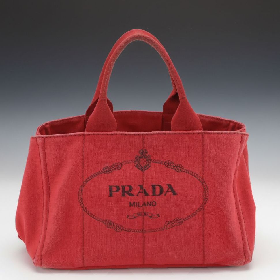 Prada Large Canapa Logo Tote in Red Canvas