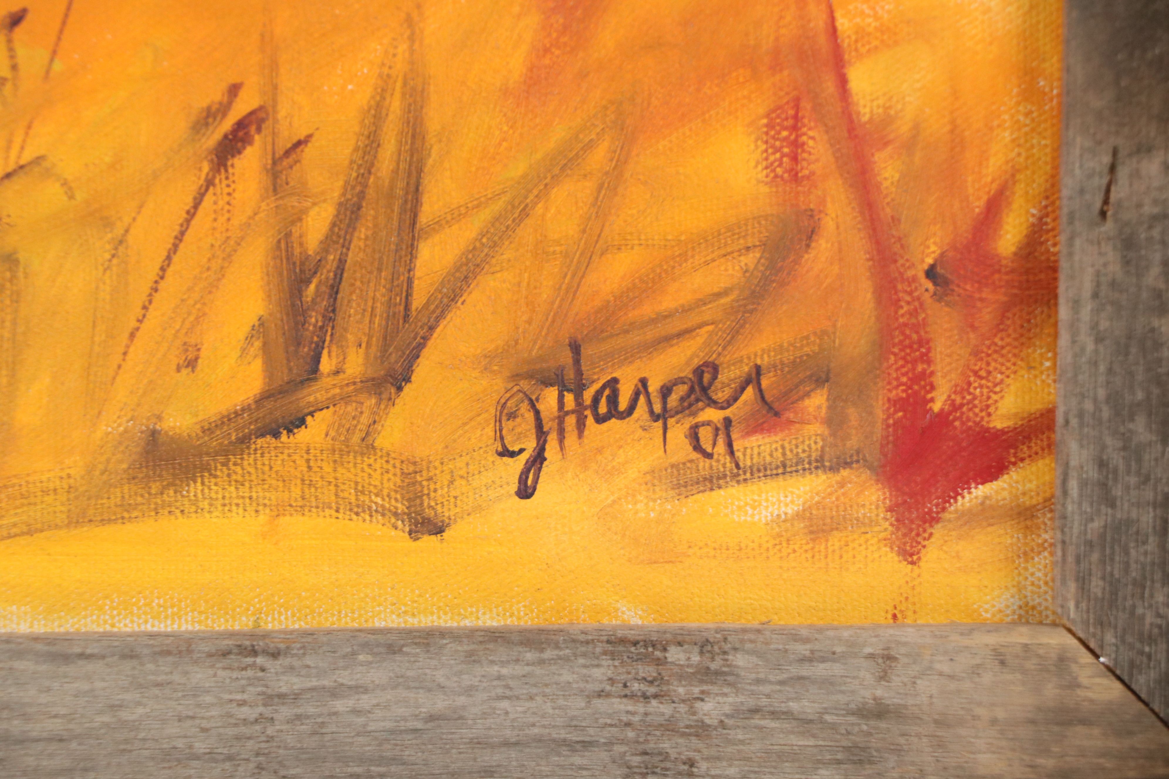 J. Harper Landscape with Barn Oil Painting, 2001