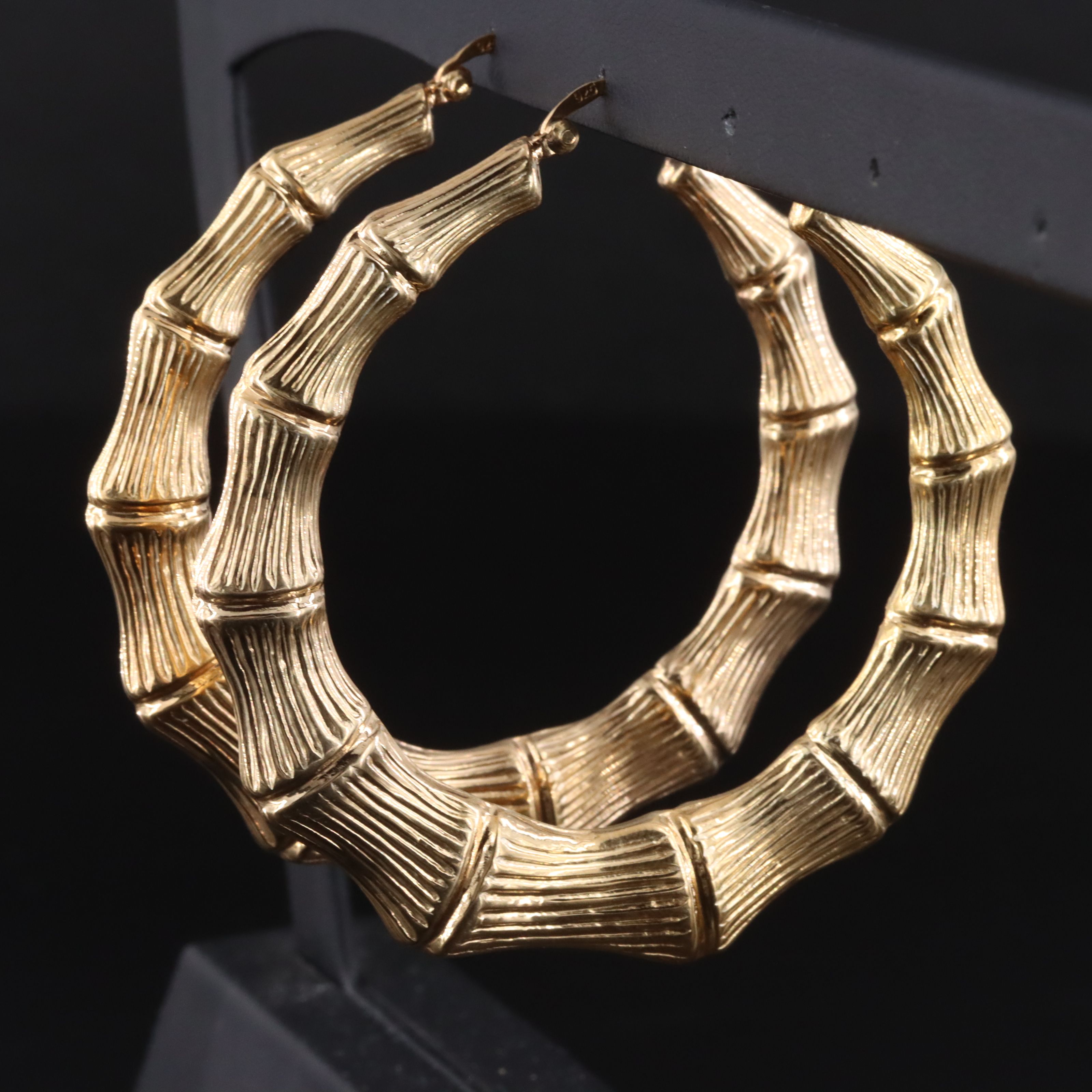 Sterling Bamboo Large Hoops