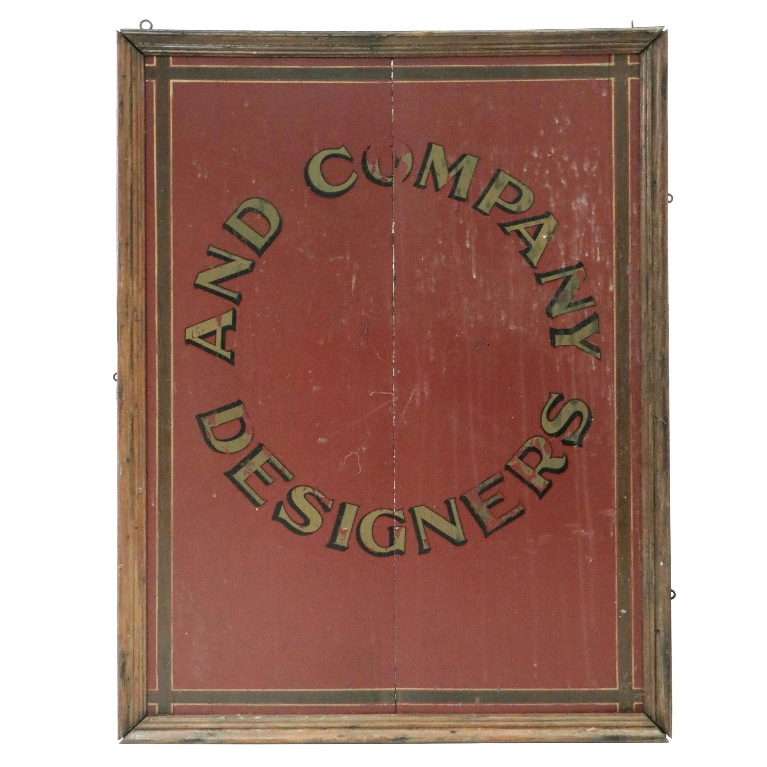 Designers and Company Wooden Advertising Sign, Early 20th Century