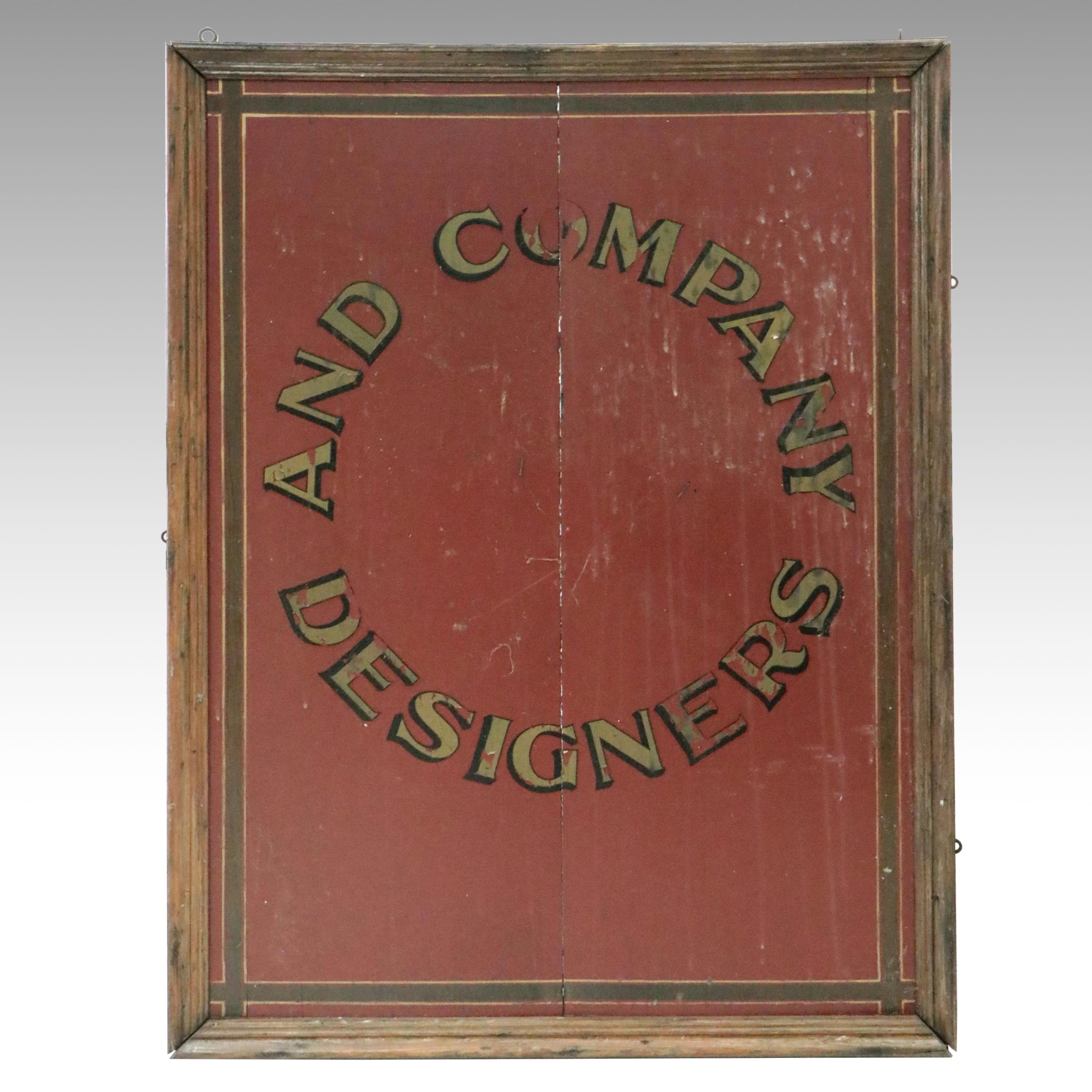 Designers and Company Wooden Advertising Sign, Early 20th Century