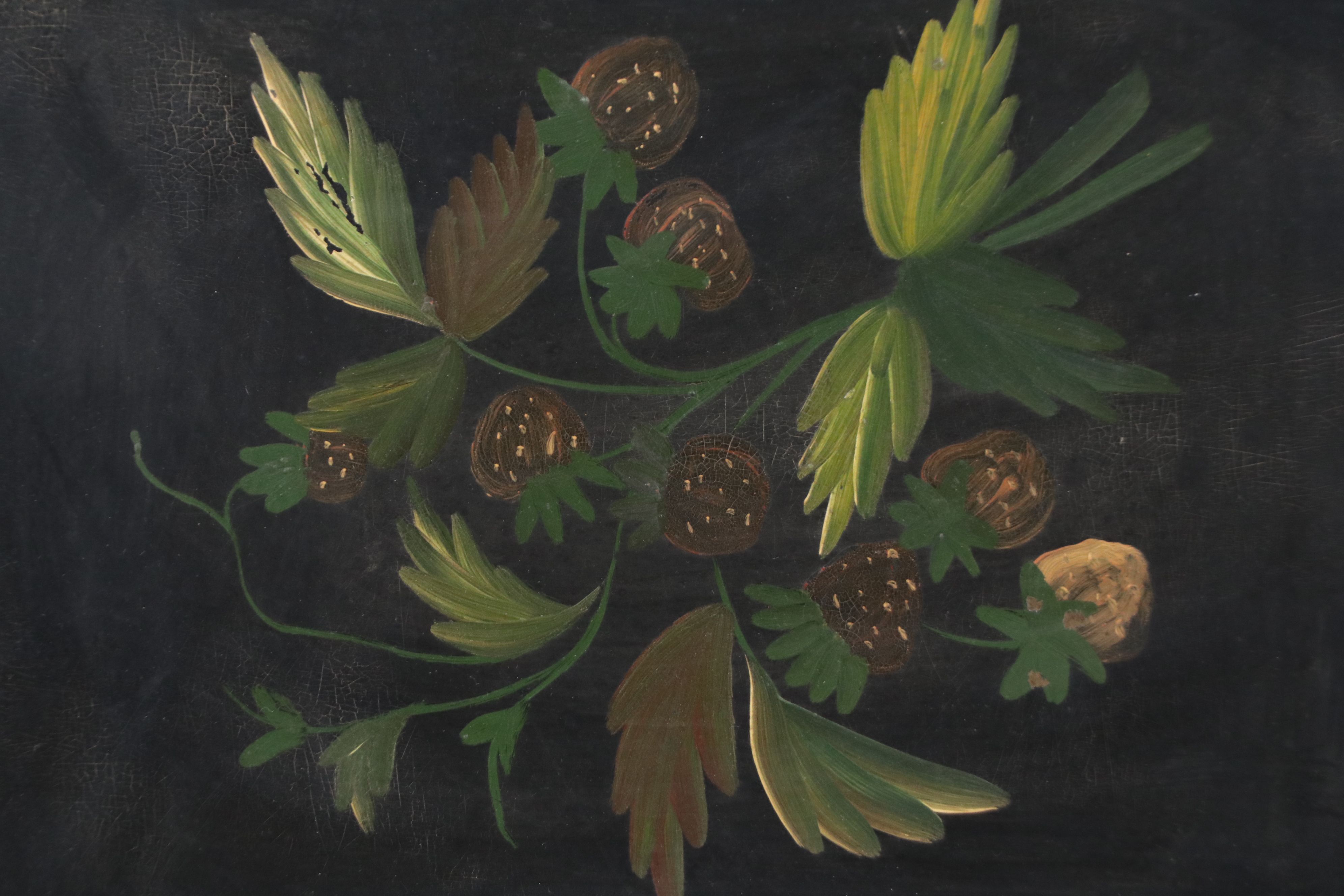 Victorian Hobbyist Oil Painting of Strawberries, Circa 1900