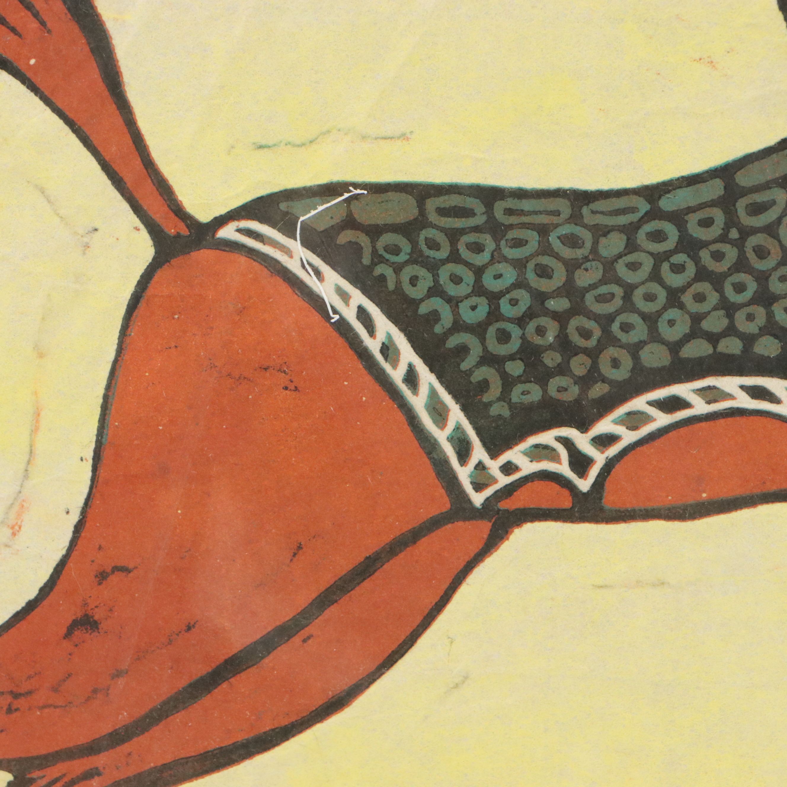 Susan Gilbert Reduction Woodcut of Leaping Horse