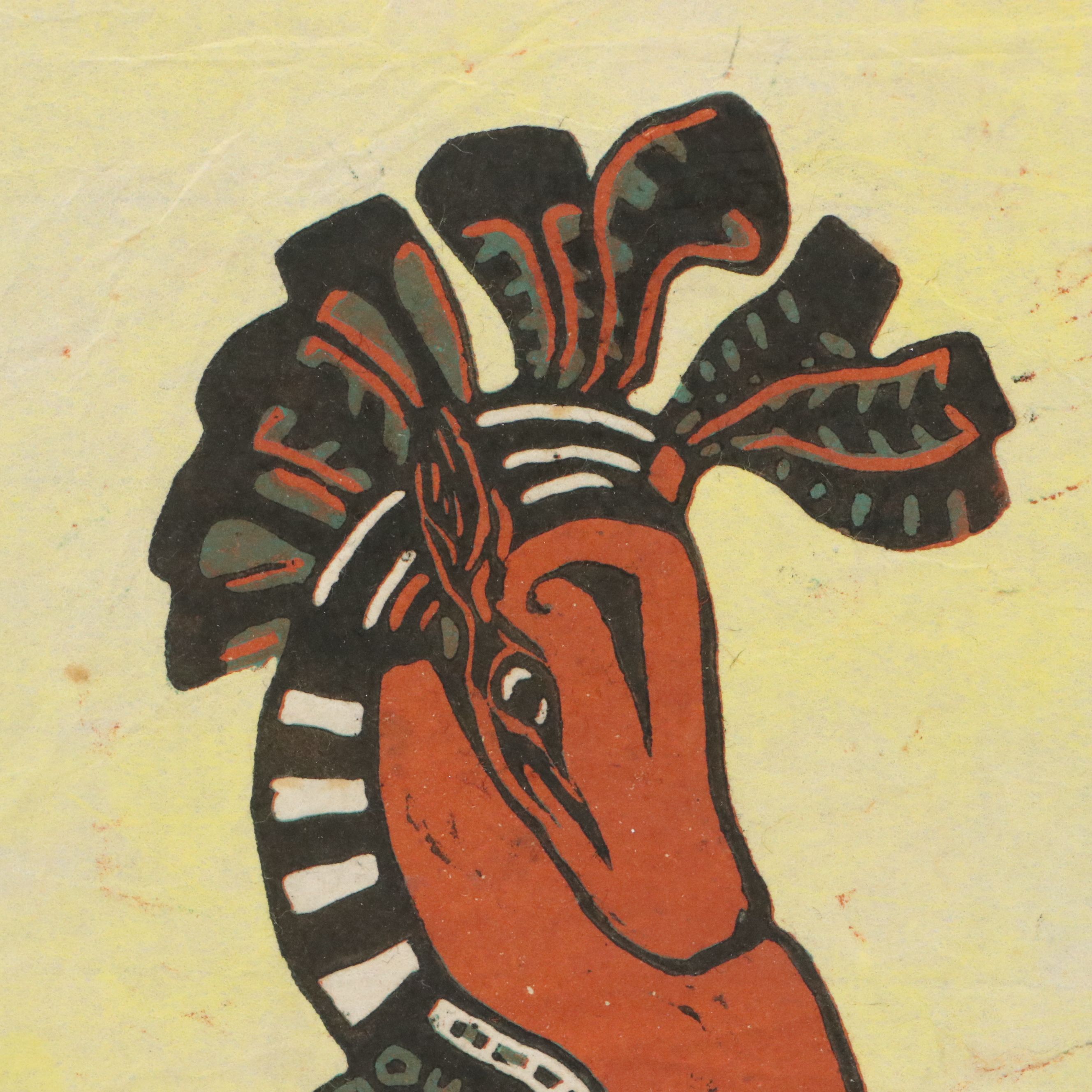 Susan Gilbert Reduction Woodcut of Leaping Horse