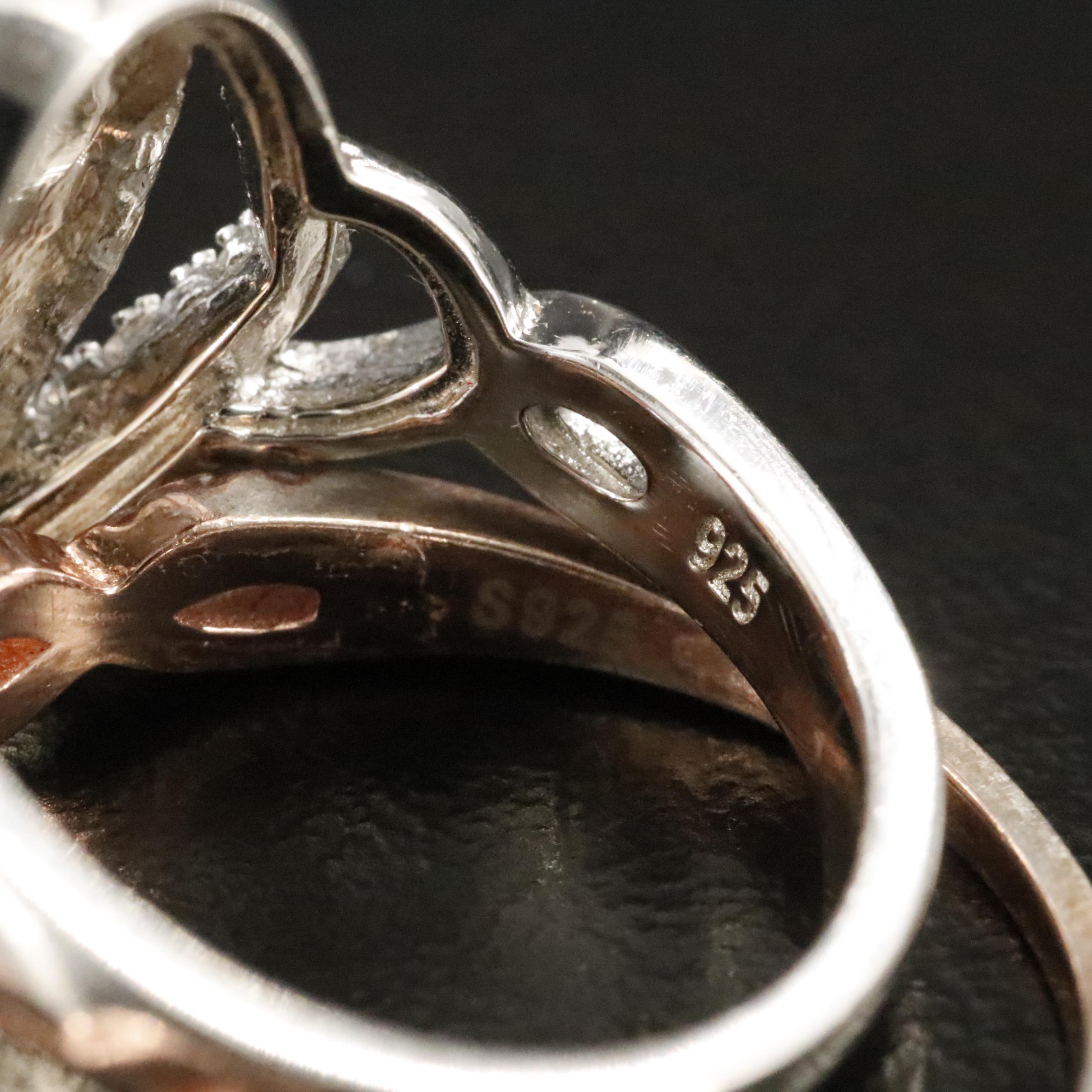 Sterling Ring Collection Featuring Prasiolite, CZ and Glass