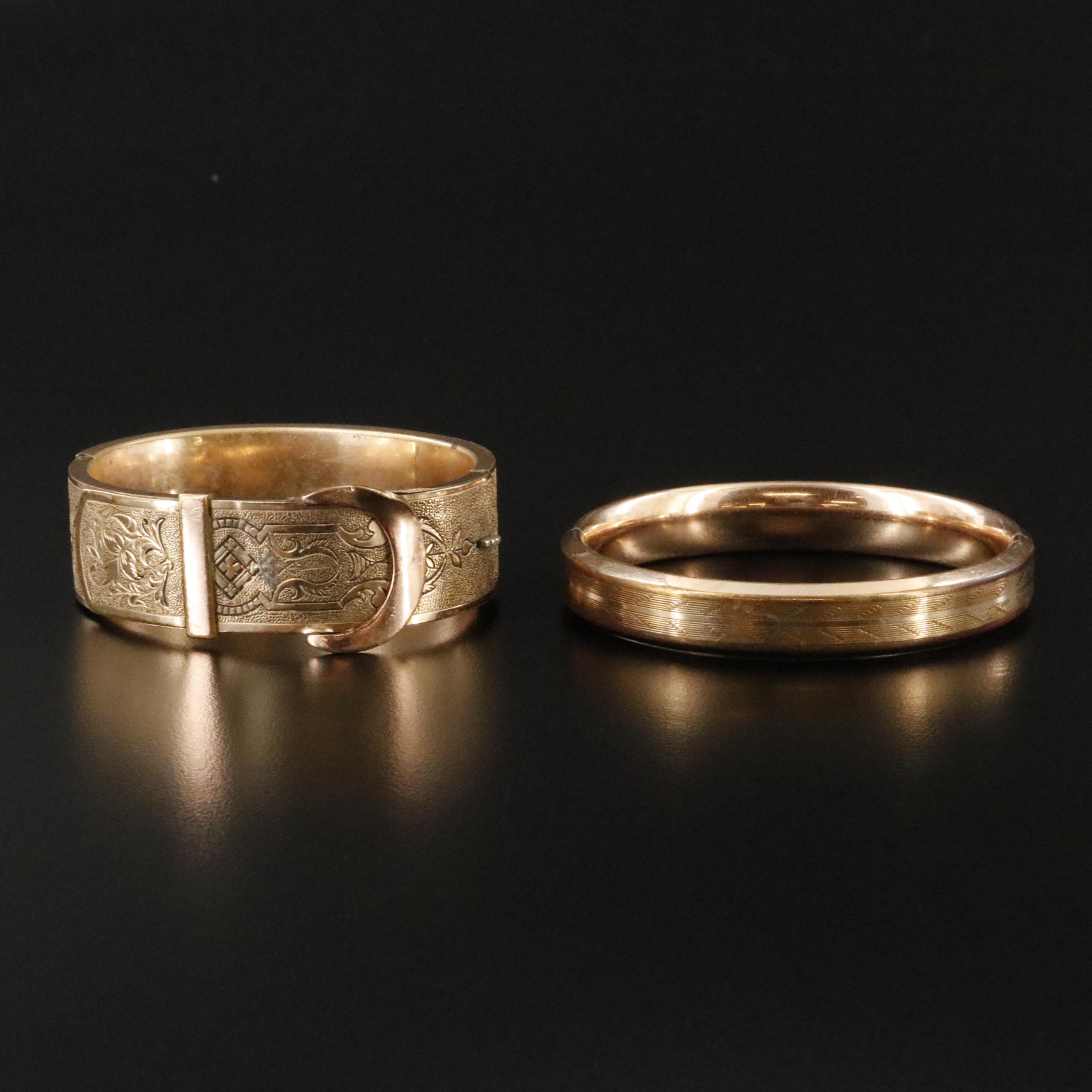 Vintage Etched Bracelet Collection Including Enamel