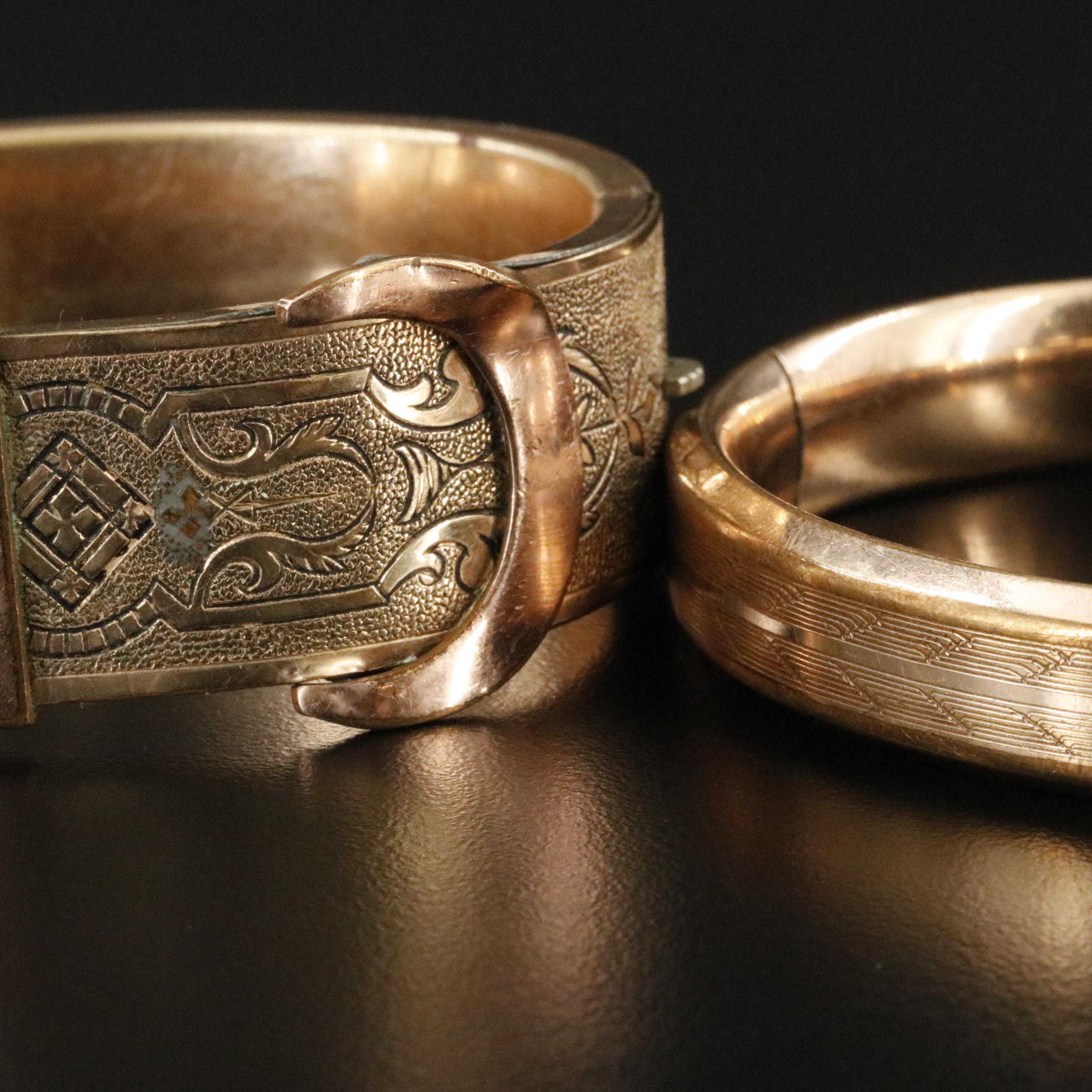 Vintage Etched Bracelet Collection Including Enamel