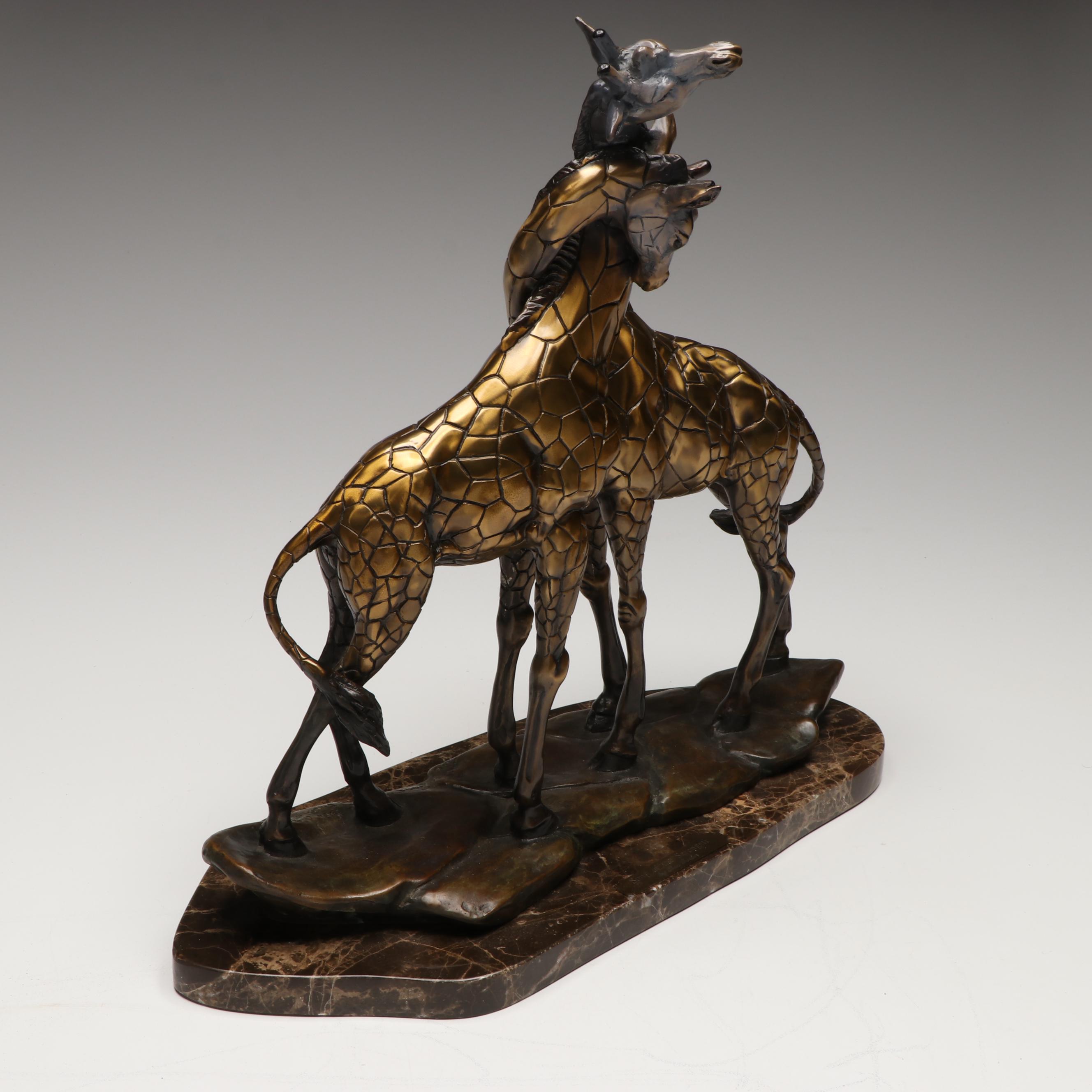 Ben Foster "Song of the Serengeti" Bronze on Marble Base Statue, 2009