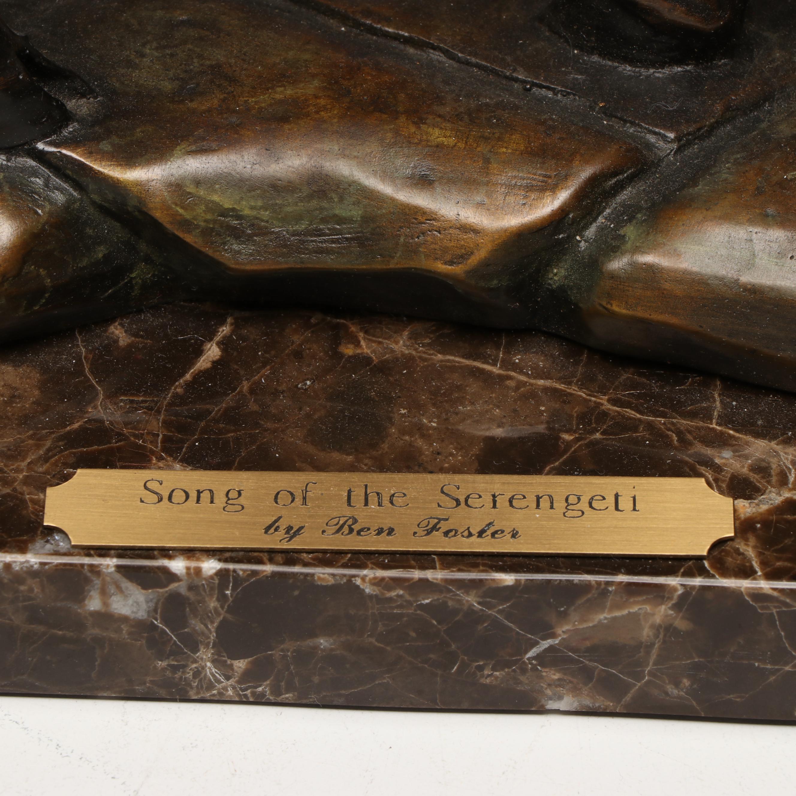 Ben Foster "Song of the Serengeti" Bronze on Marble Base Statue, 2009