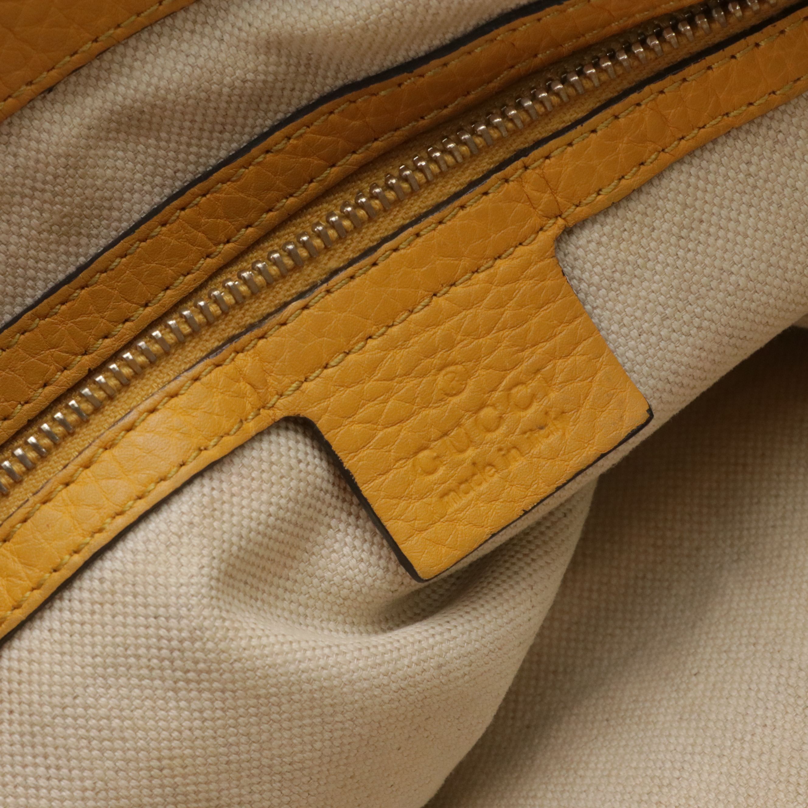 Gucci Braided Strap Bella Two-Way Bag in GG Canvas and Yellow Leather Trim