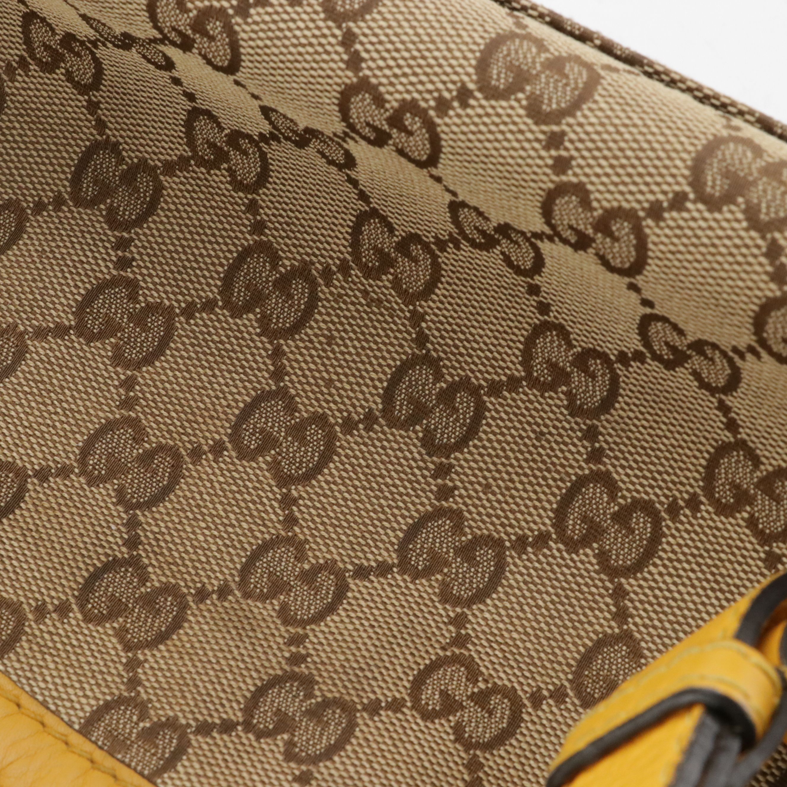 Gucci Braided Strap Bella Two-Way Bag in GG Canvas and Yellow Leather Trim