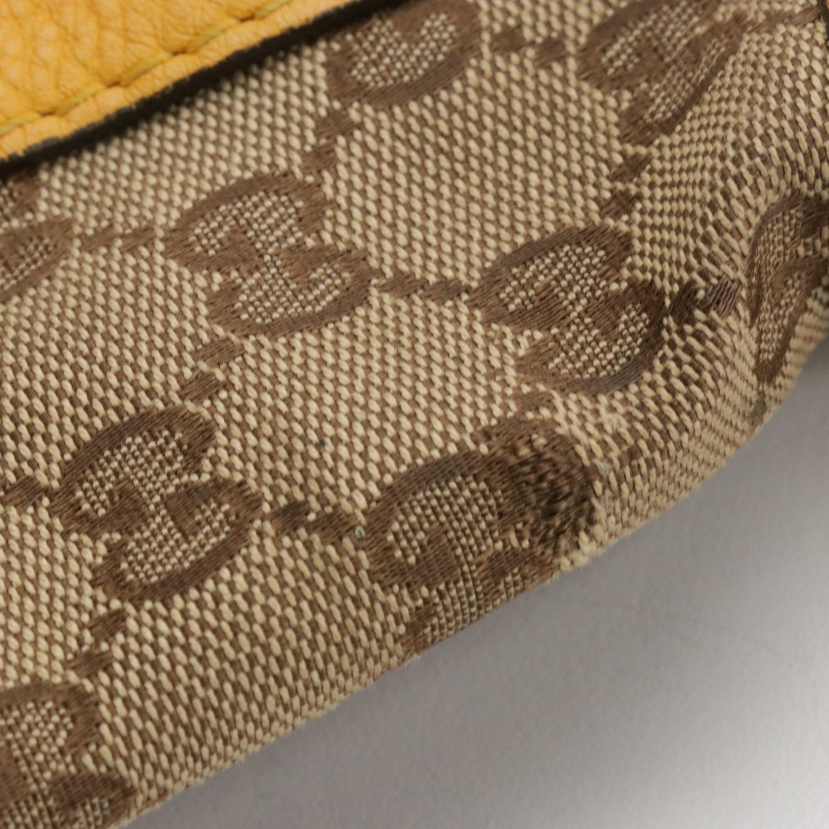 Gucci Braided Strap Bella Two-Way Bag in GG Canvas and Yellow Leather Trim