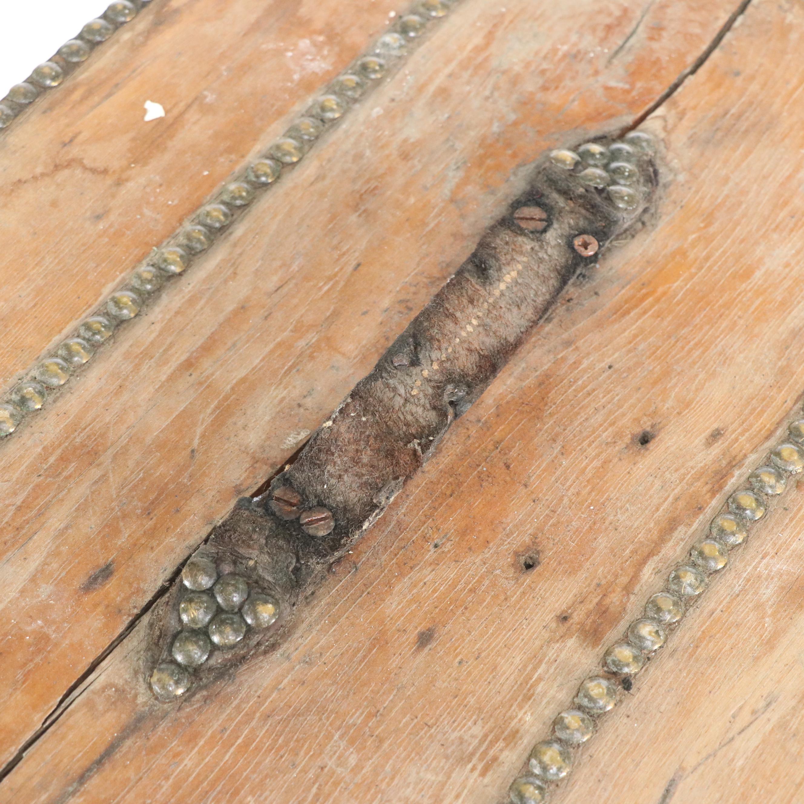 Atkins A. Clark Victorian Stud Embellished Wooden Trunk, 19th Century