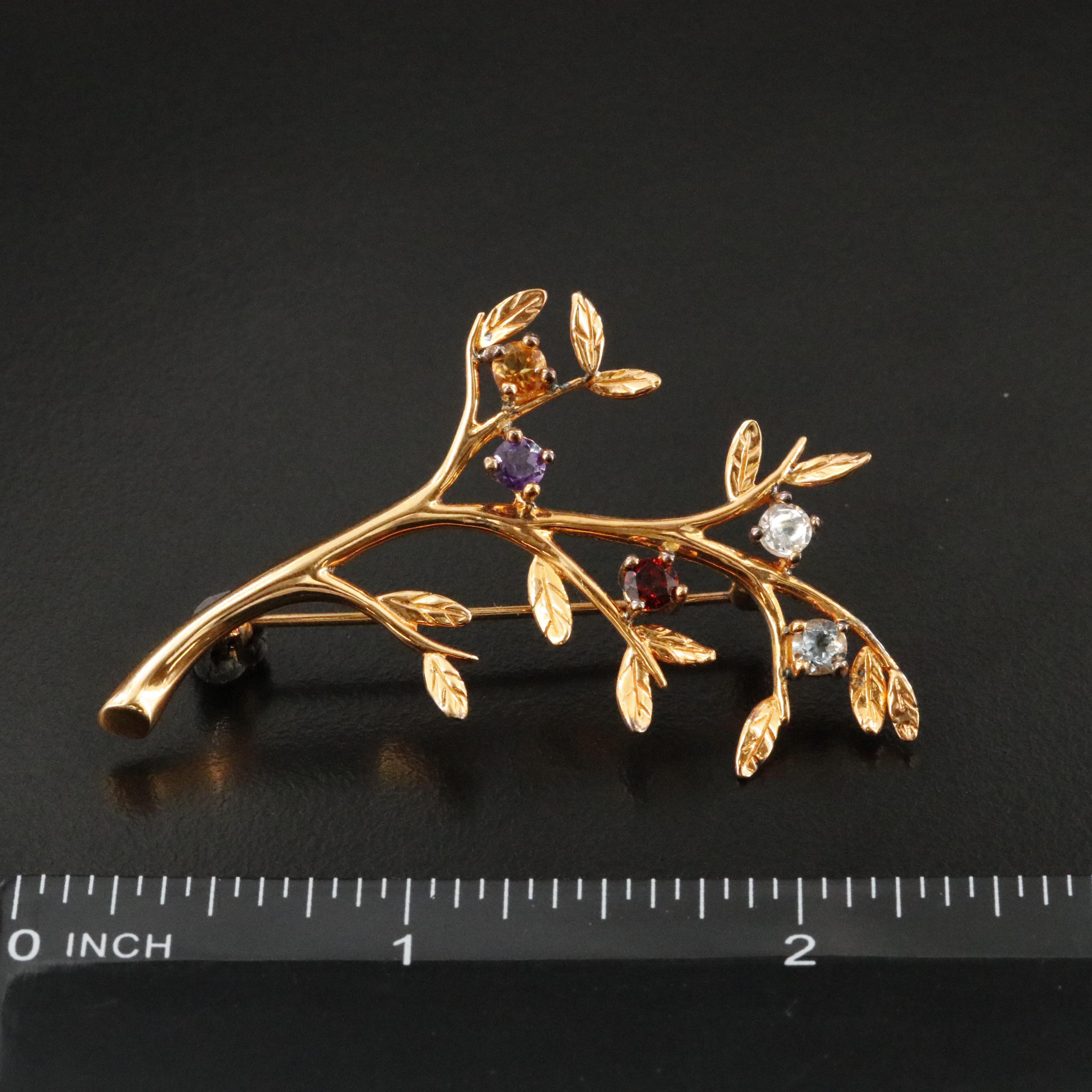 Sterling Gemstone Branch Brooch