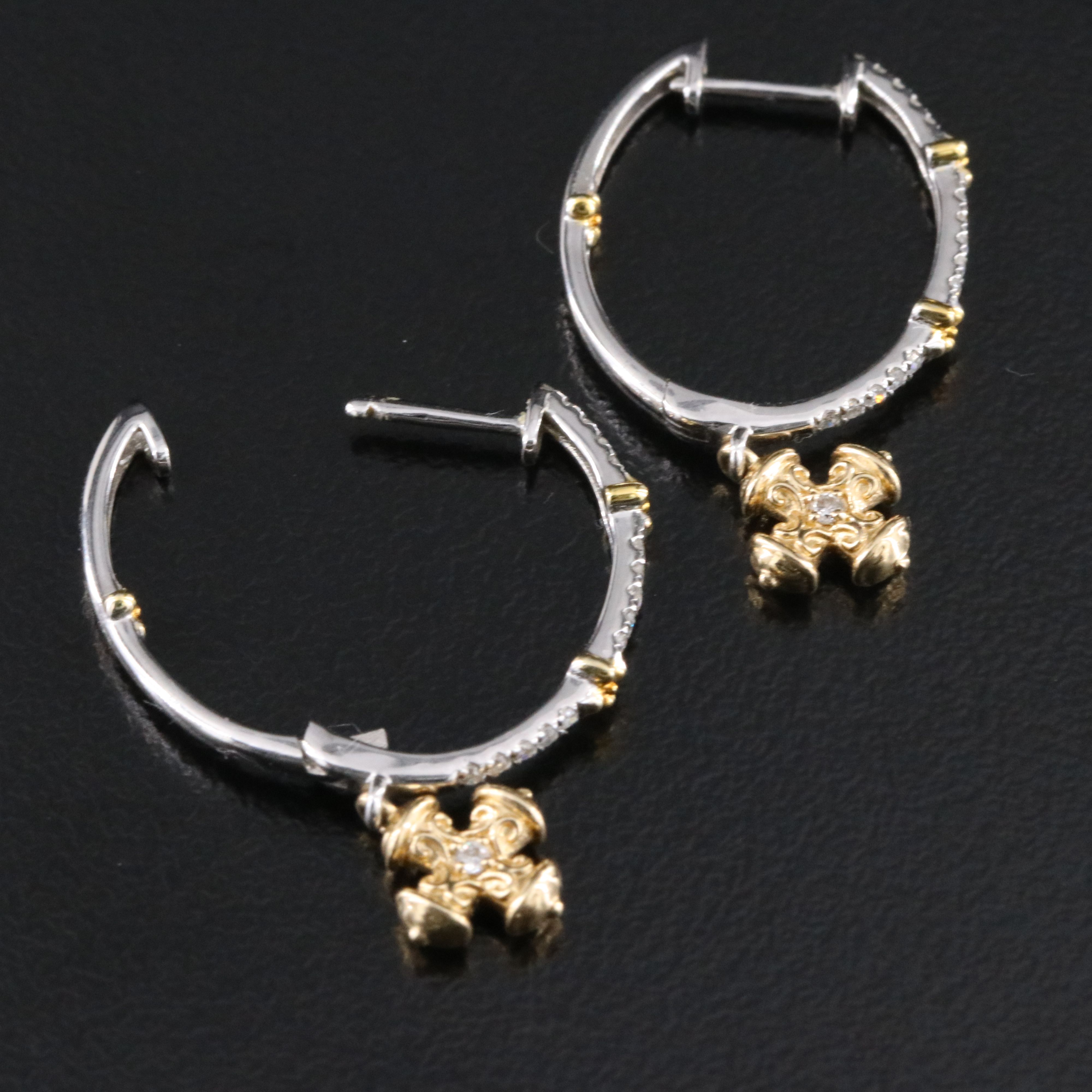 14K 0.15 CTW Diamond Hoop Earrings