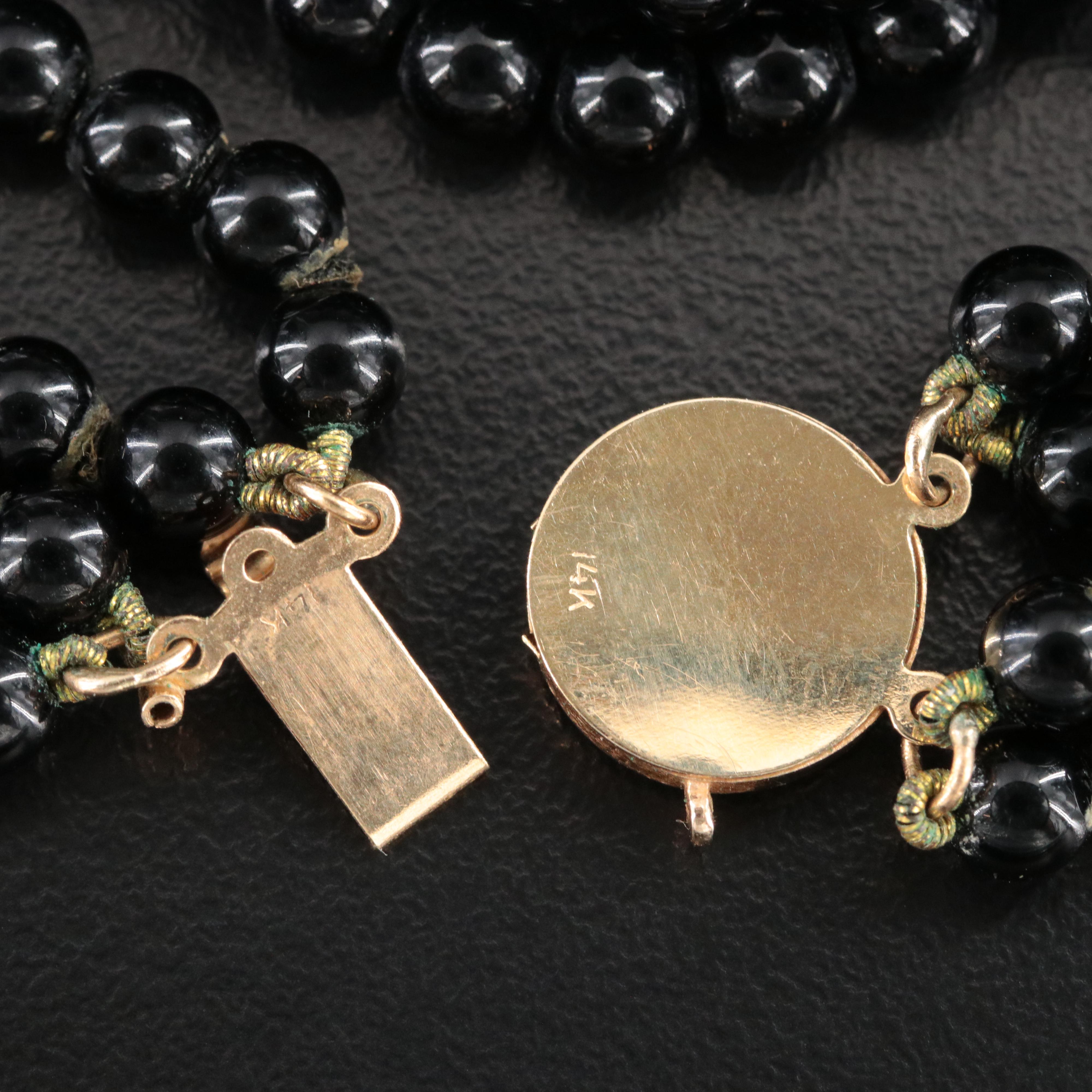 14K Black Onyx and Baroque Pearl Necklace