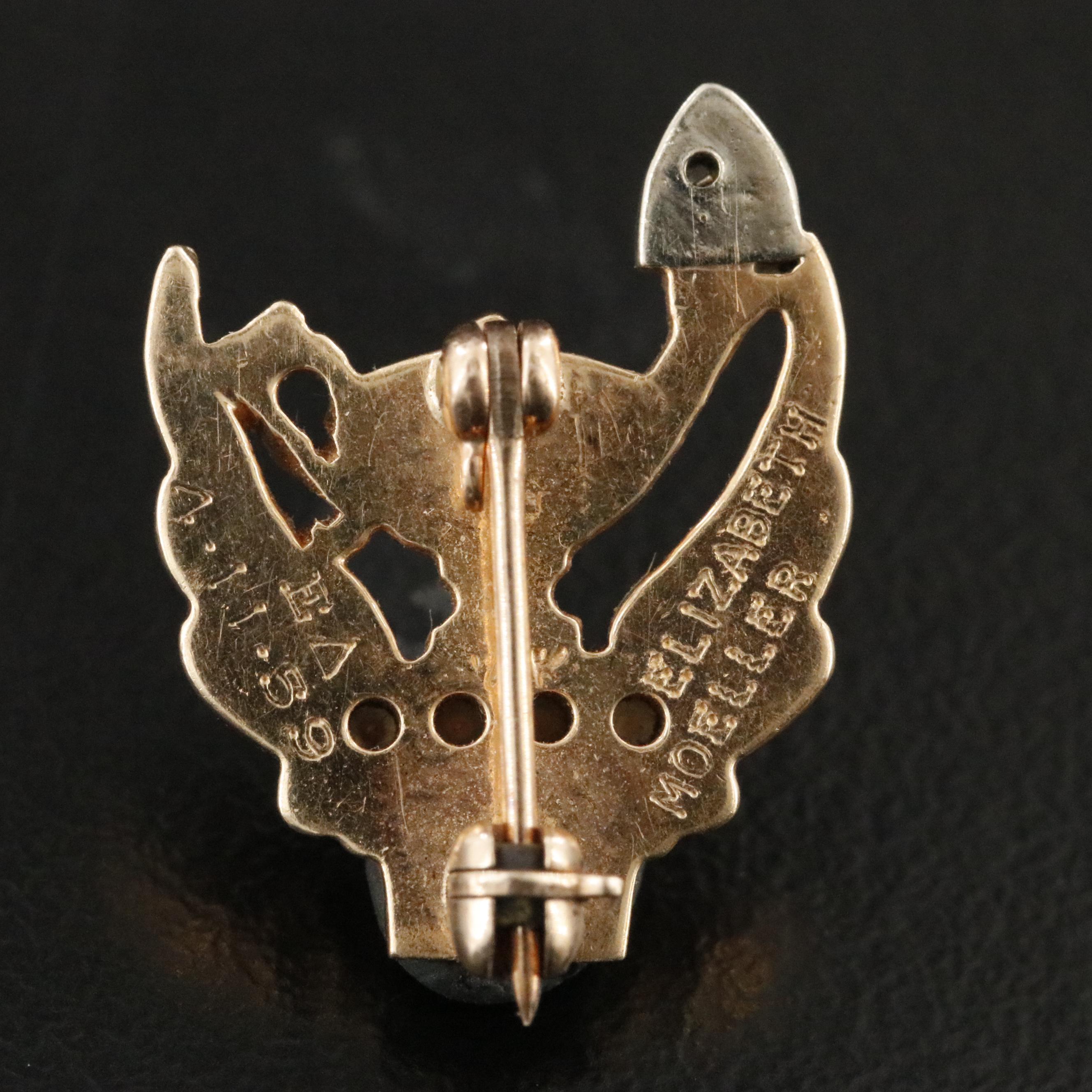 Vintage 14K Rock Crystal and Pearl Delta Zeta Sorority Pin