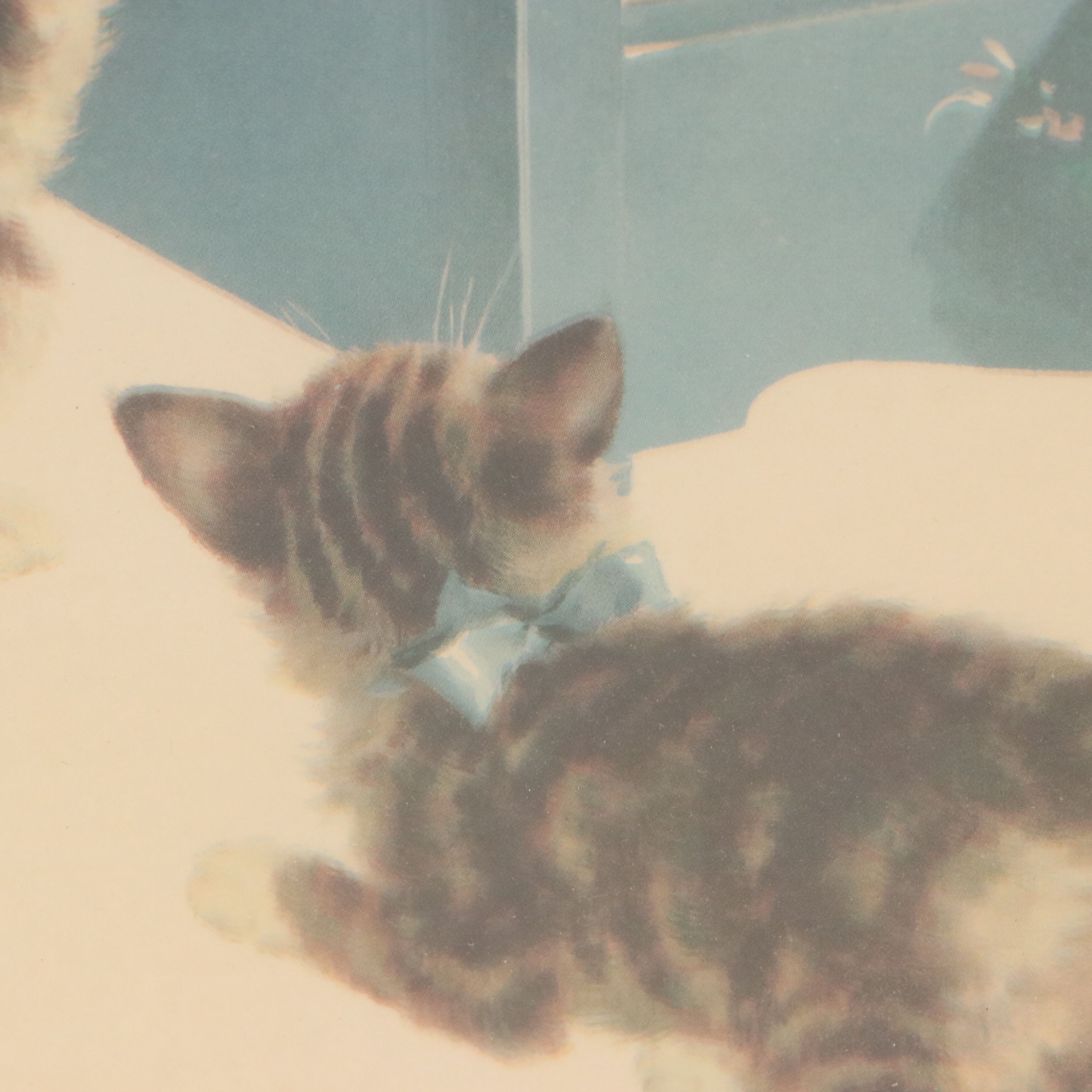 After Jack Kean Offset Lithograph of Little Girl, Chessie Cat, and Kittens