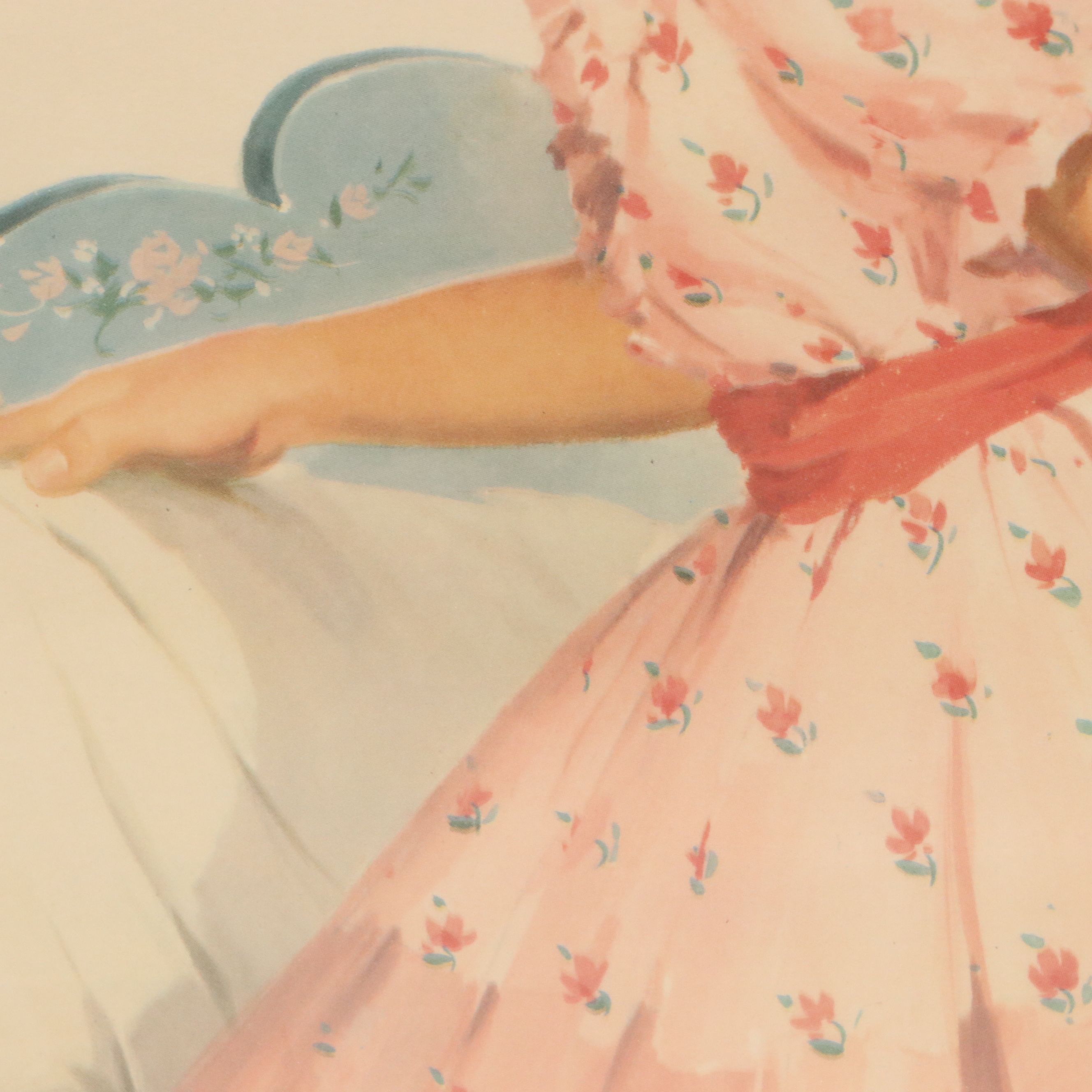 After Jack Kean Offset Lithograph of Little Girl, Chessie Cat, and Kittens