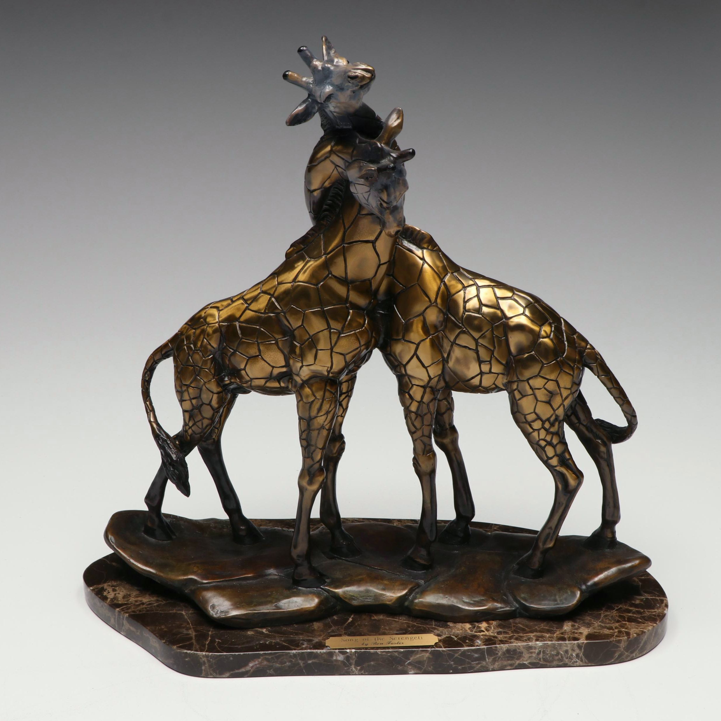 Ben Foster "Song of the Serengeti" Bronze on Marble Base Statue, 2009