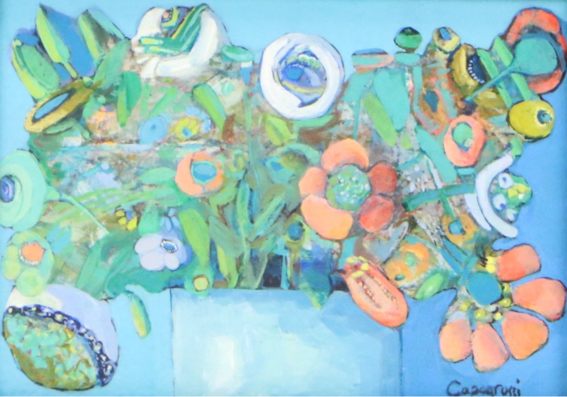 Beth Capogrossi Stylized Floral Still Life Acrylic Painting