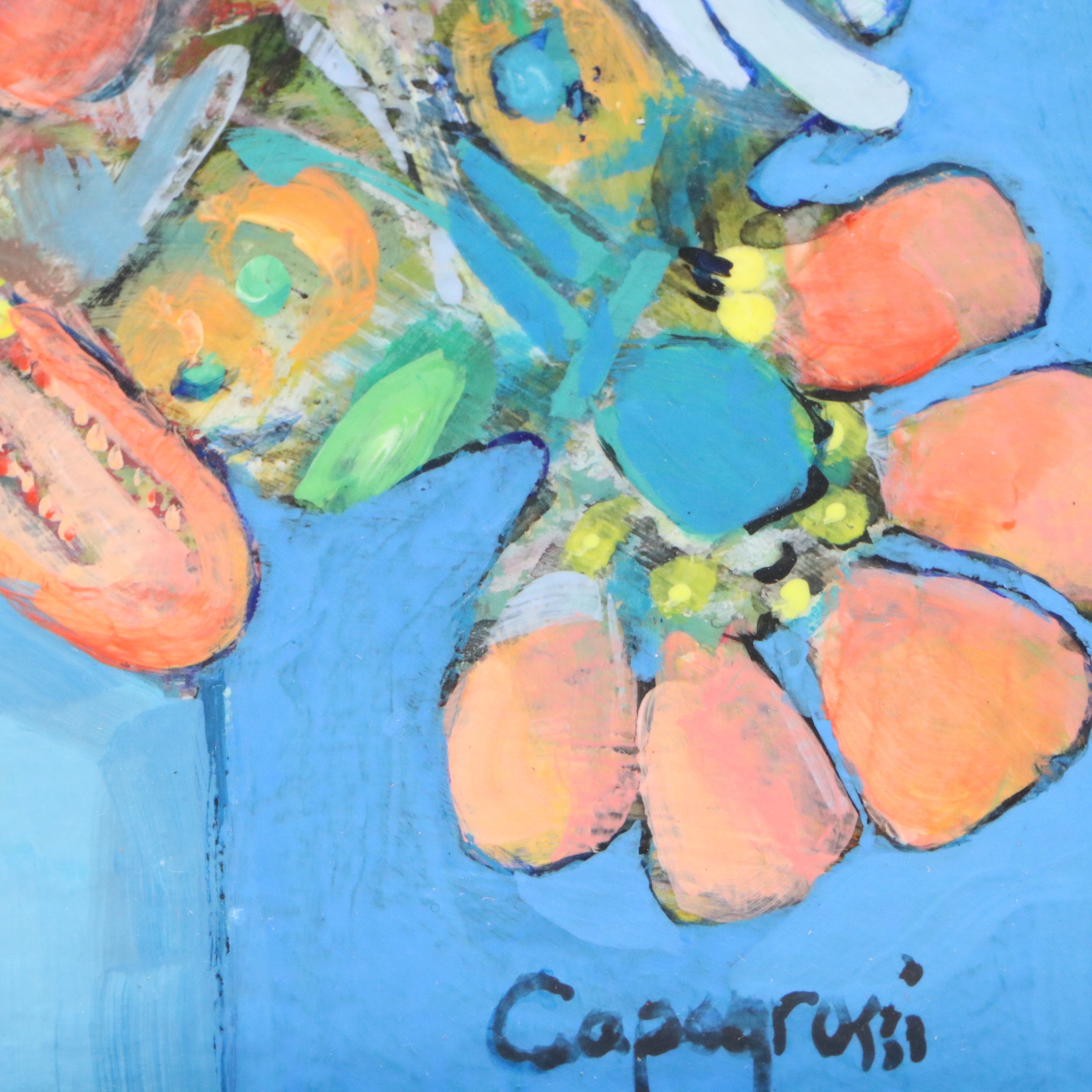 Beth Capogrossi Stylized Floral Still Life Acrylic Painting