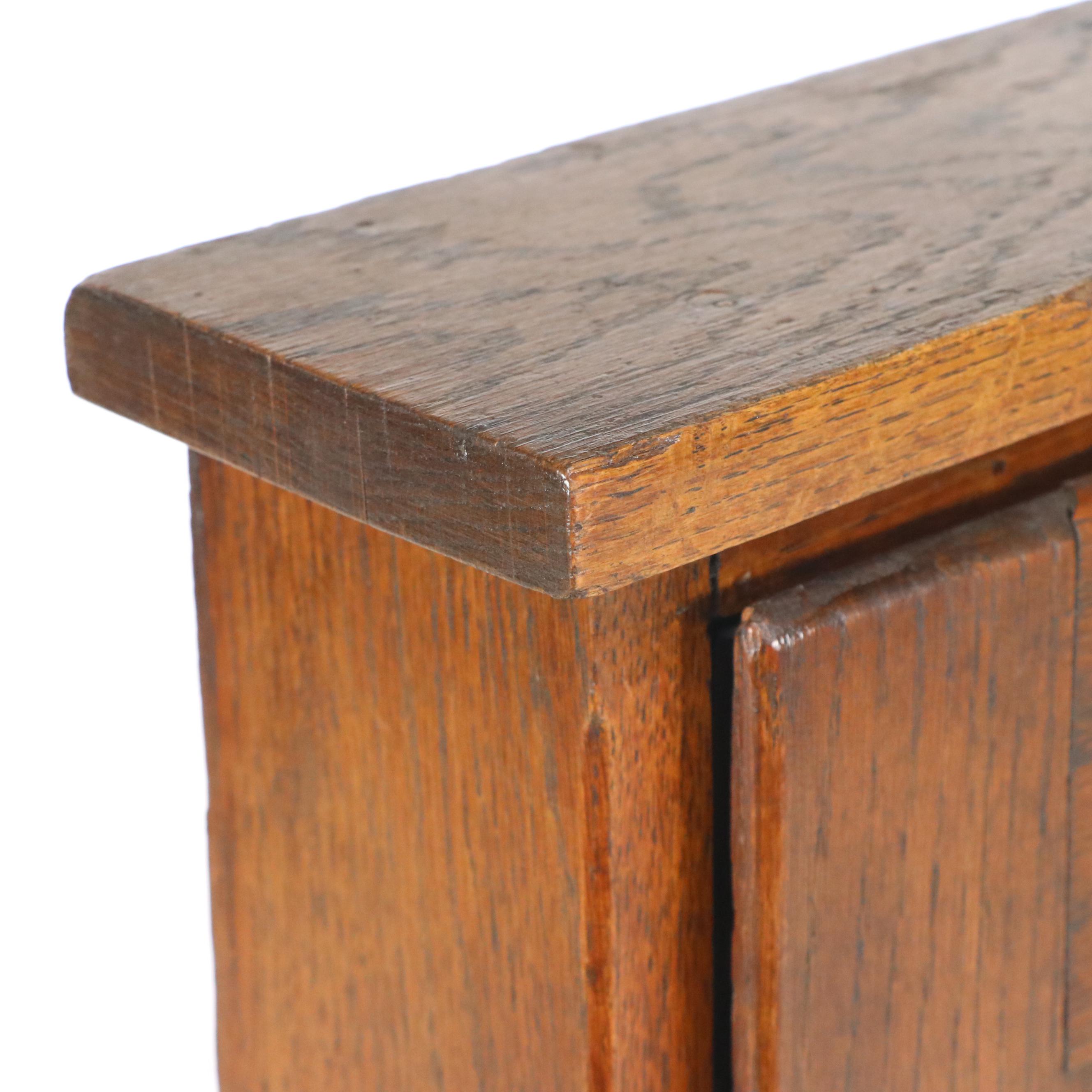 American Primitive Oak Wall-Mounted Cabinet, Early 20th Century