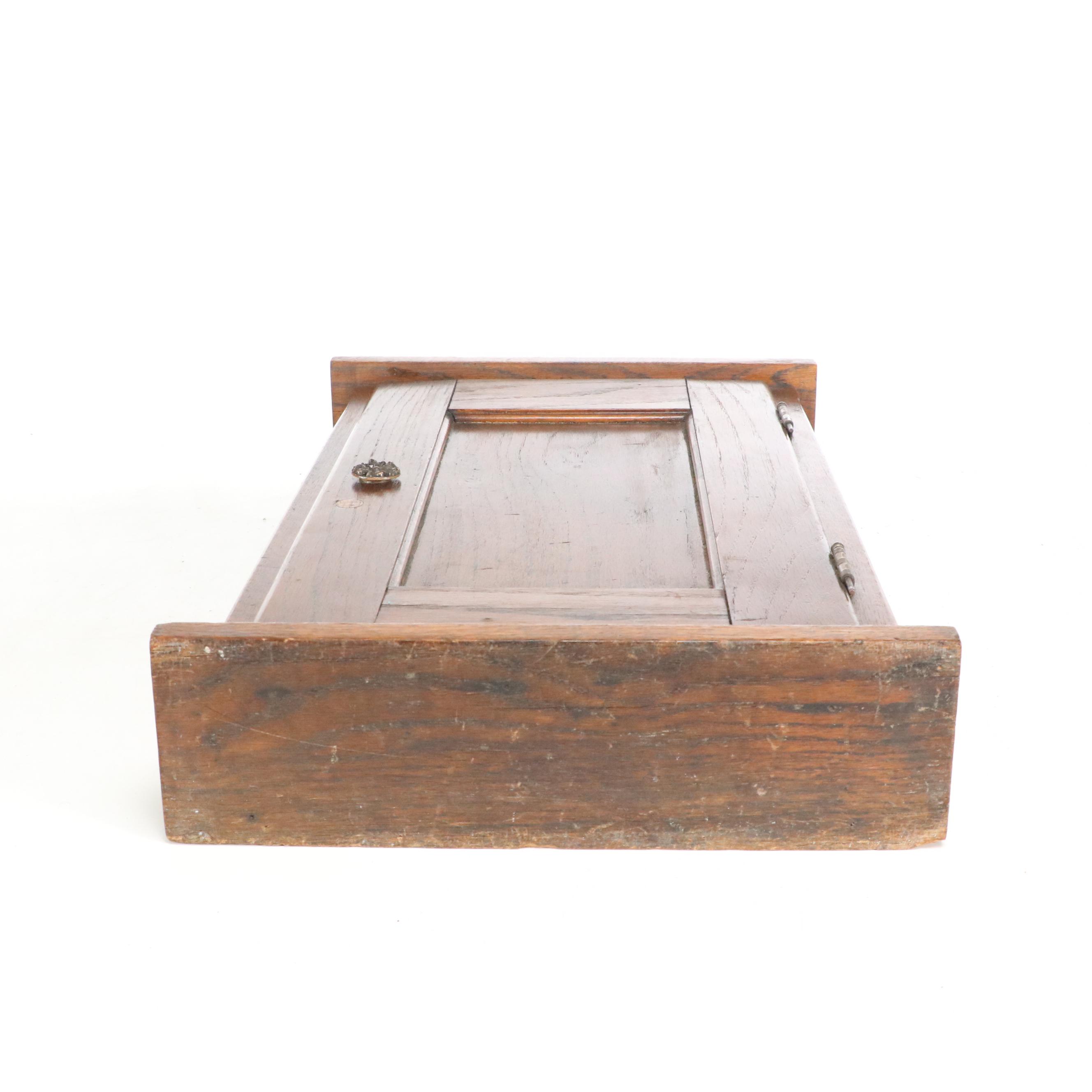 American Primitive Oak Wall-Mounted Cabinet, Early 20th Century
