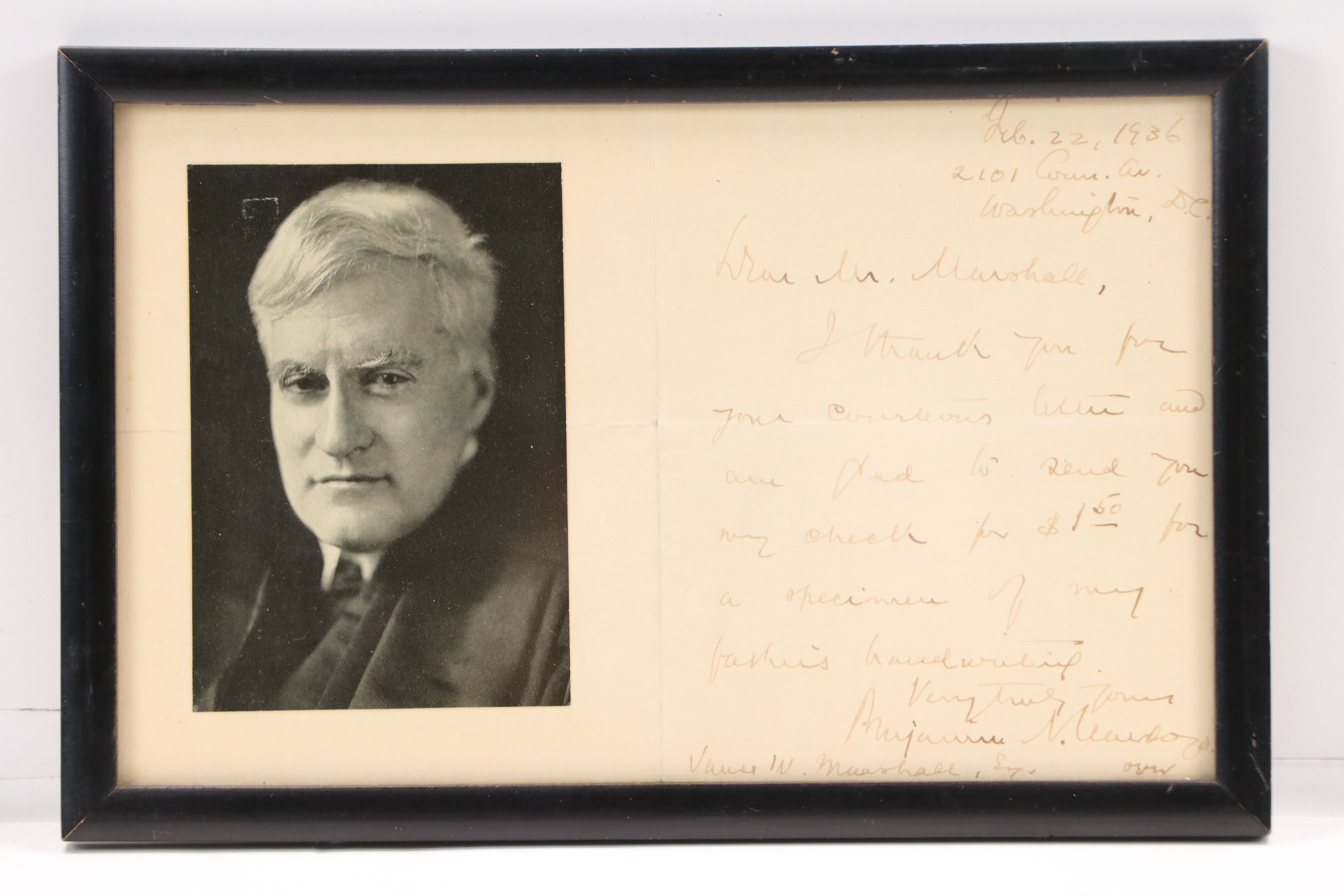 Photograph and Letters of Benjamin Cardozo