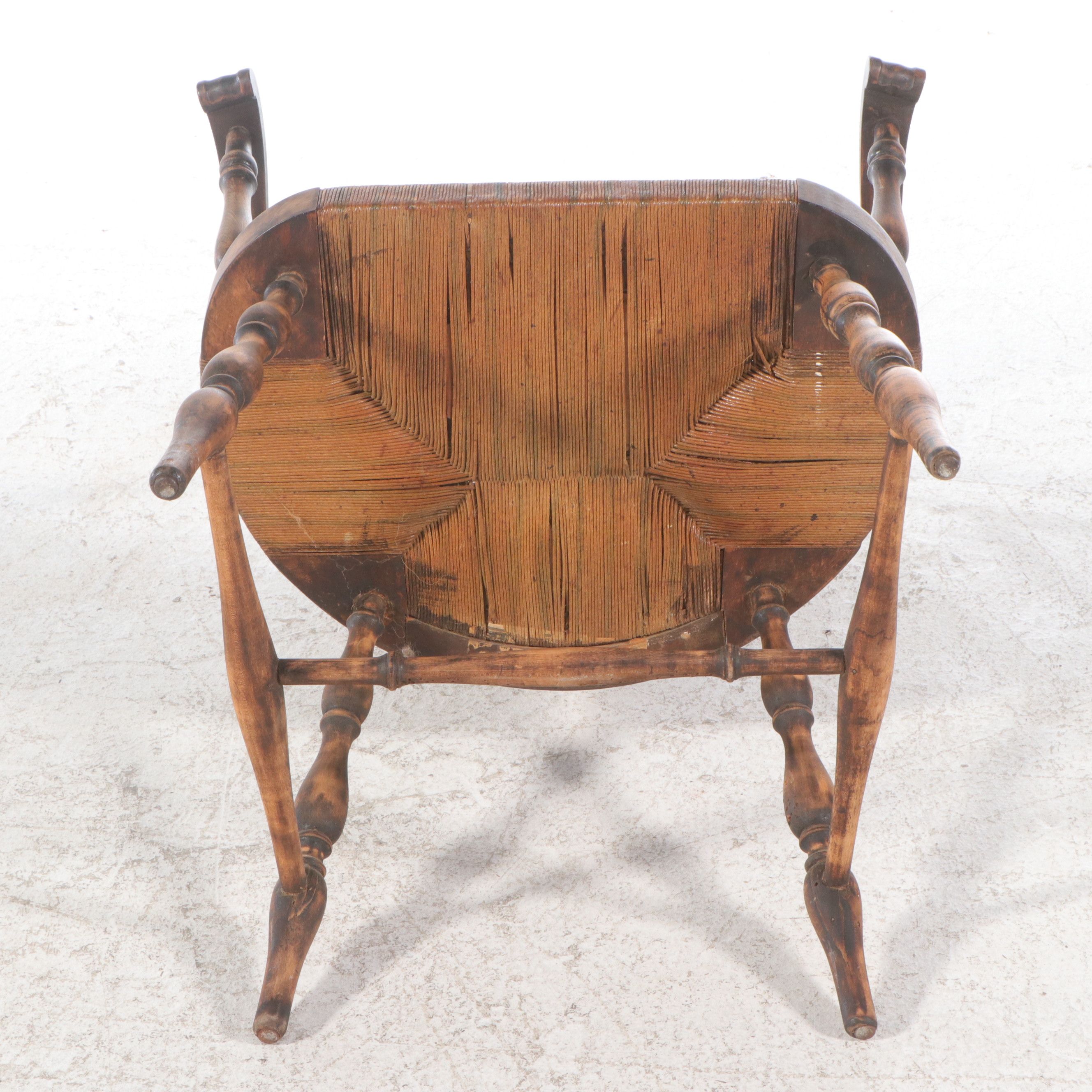 Victorian English Style Wooden and Cane Windsor Chair, 19th Century