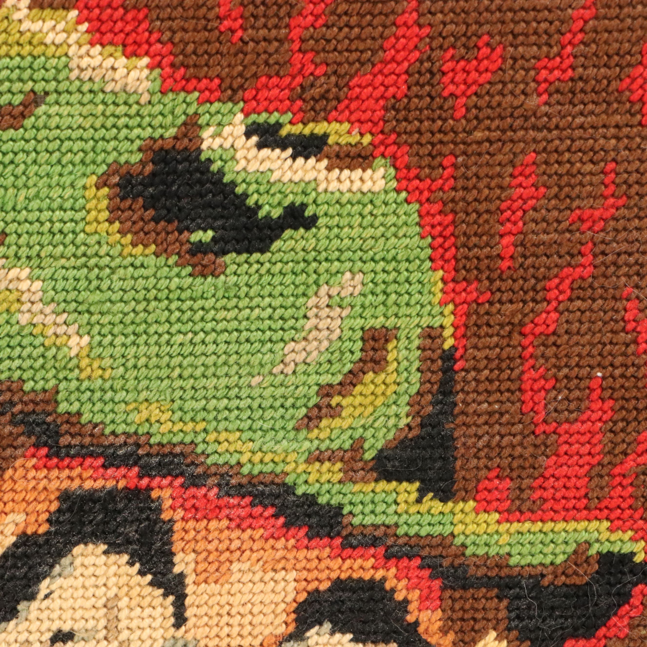 Needlepoint Embroidery of Smiling Clown, Circa 1970