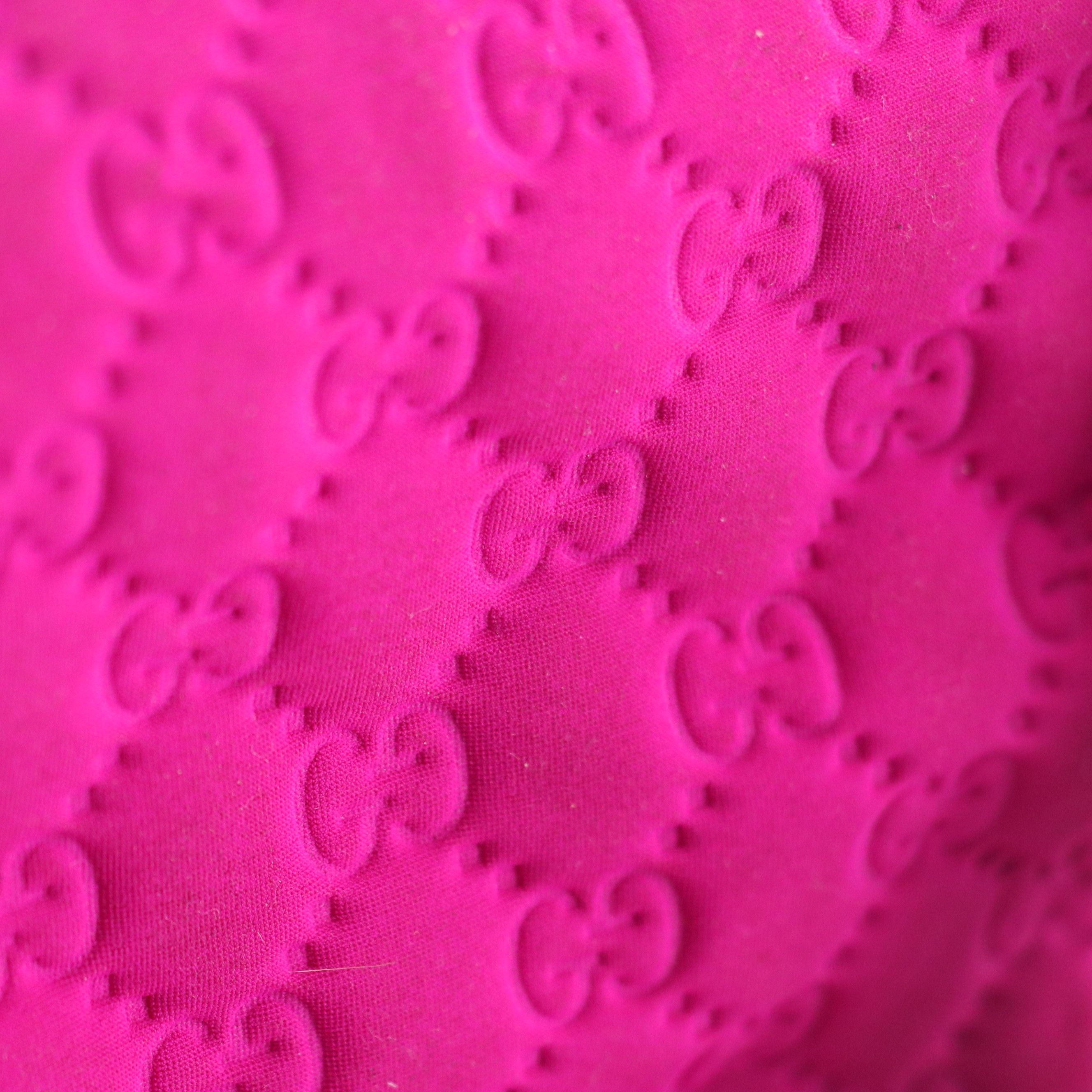 Gucci New Bamboo Tassel Two-Way Bag in Magenta GG Neoprene and Calf Leather