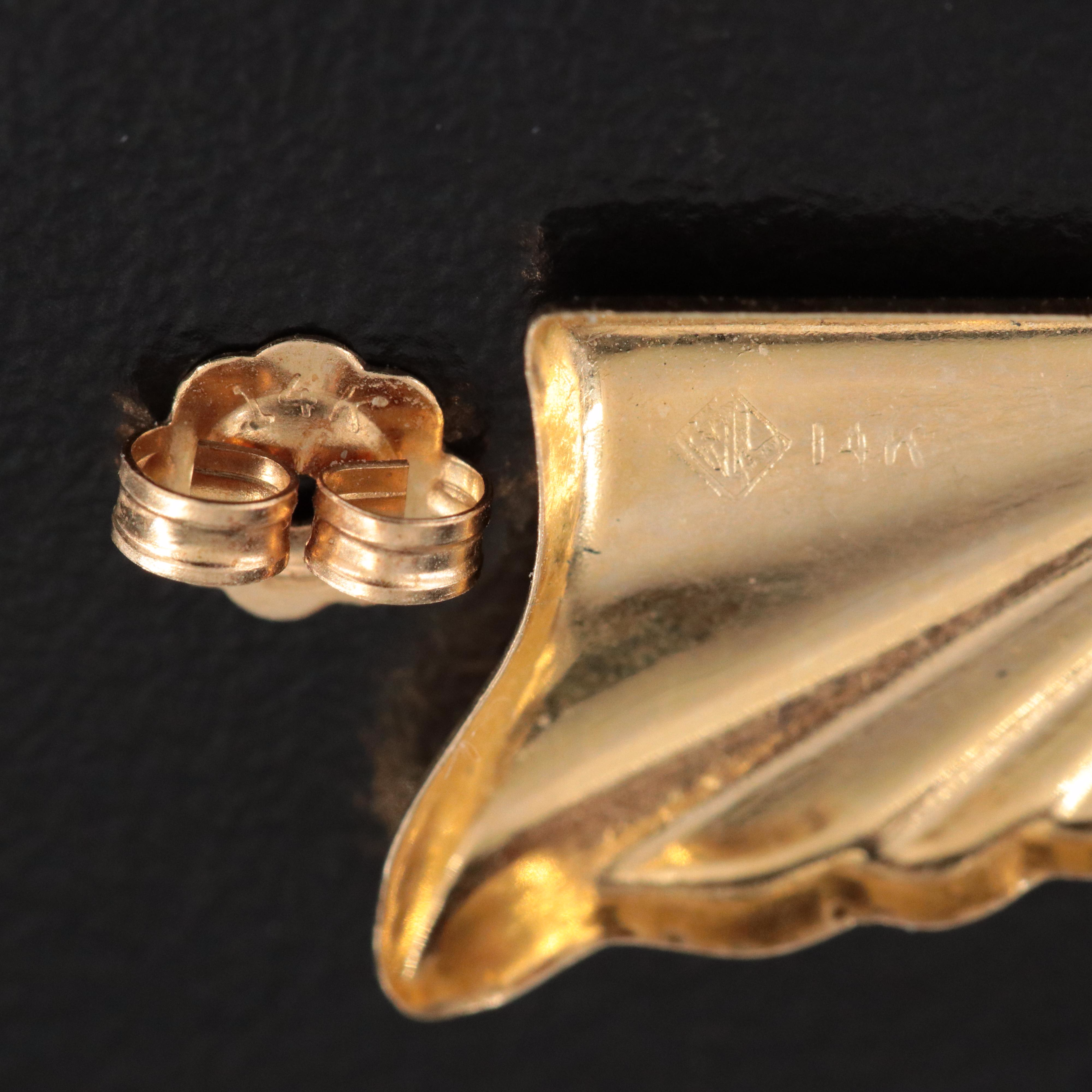 Vintage 14K Tricolor Shell Earrings and Earring Jackets