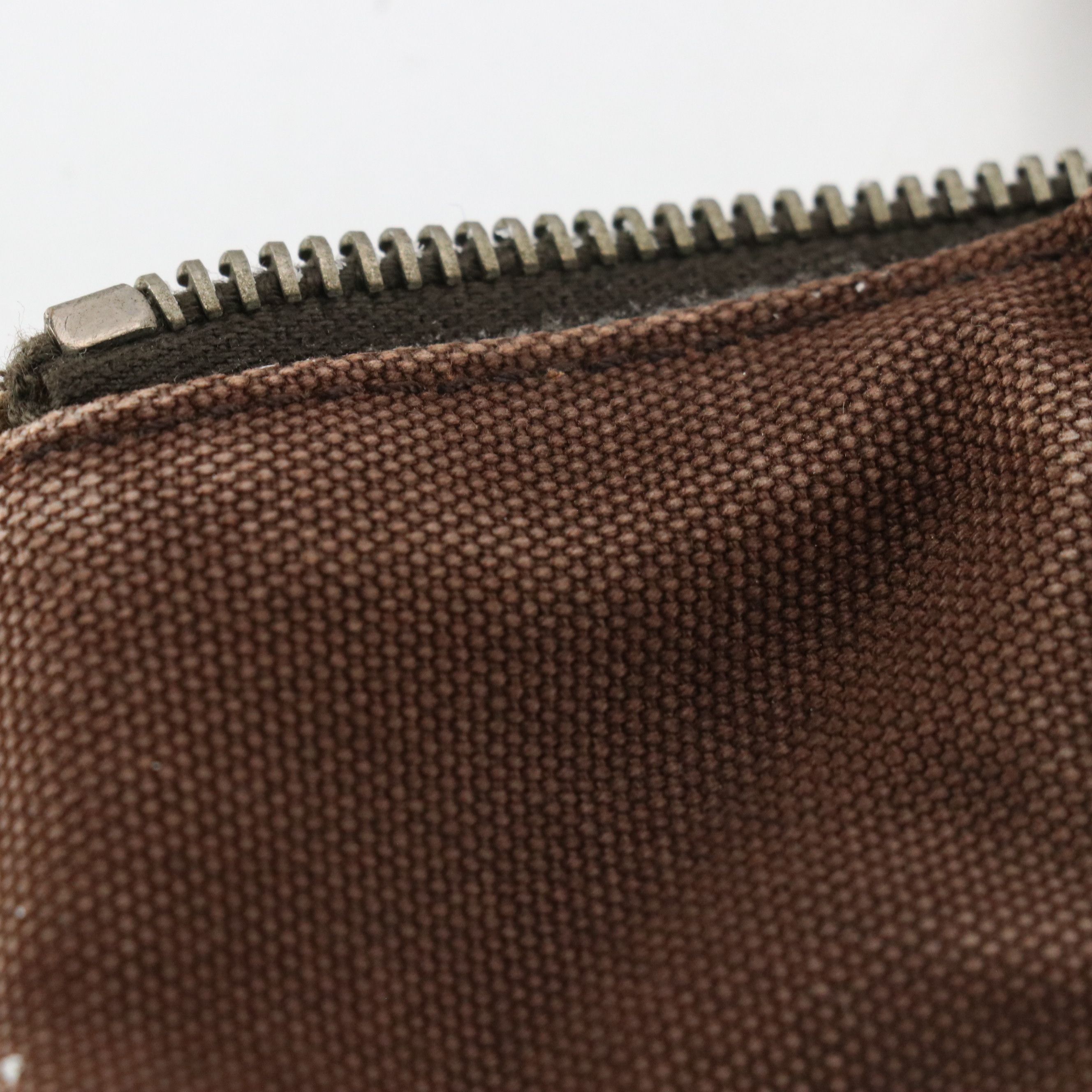 Prada Handbag B11127 in Brown Canvas with Ostrich Leather Trim