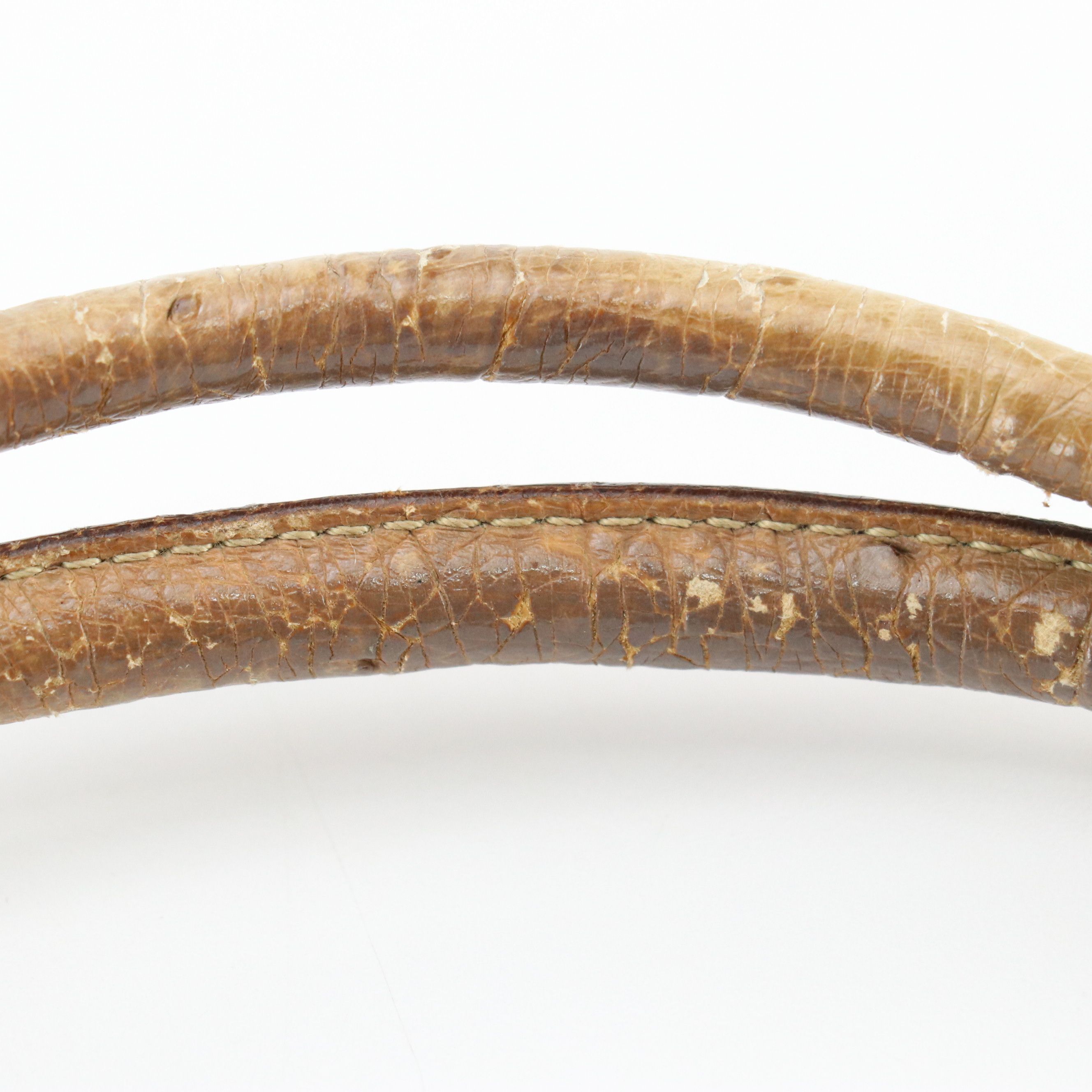 Prada Handbag B11127 in Brown Canvas with Ostrich Leather Trim