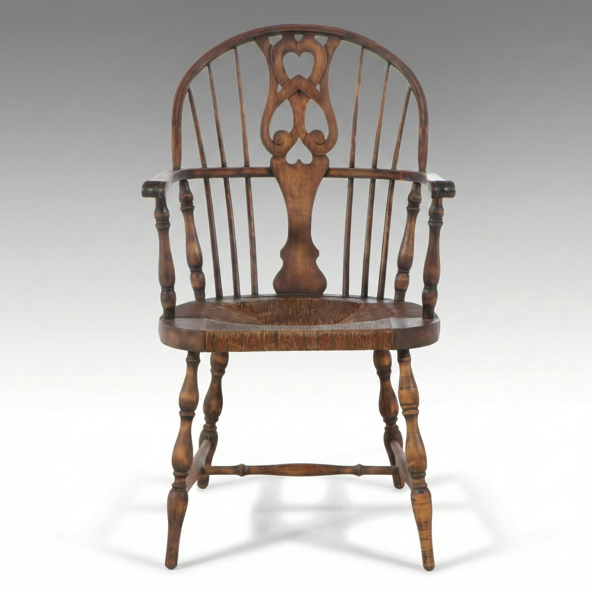 Victorian English Style Wooden and Cane Windsor Chair, 19th Century