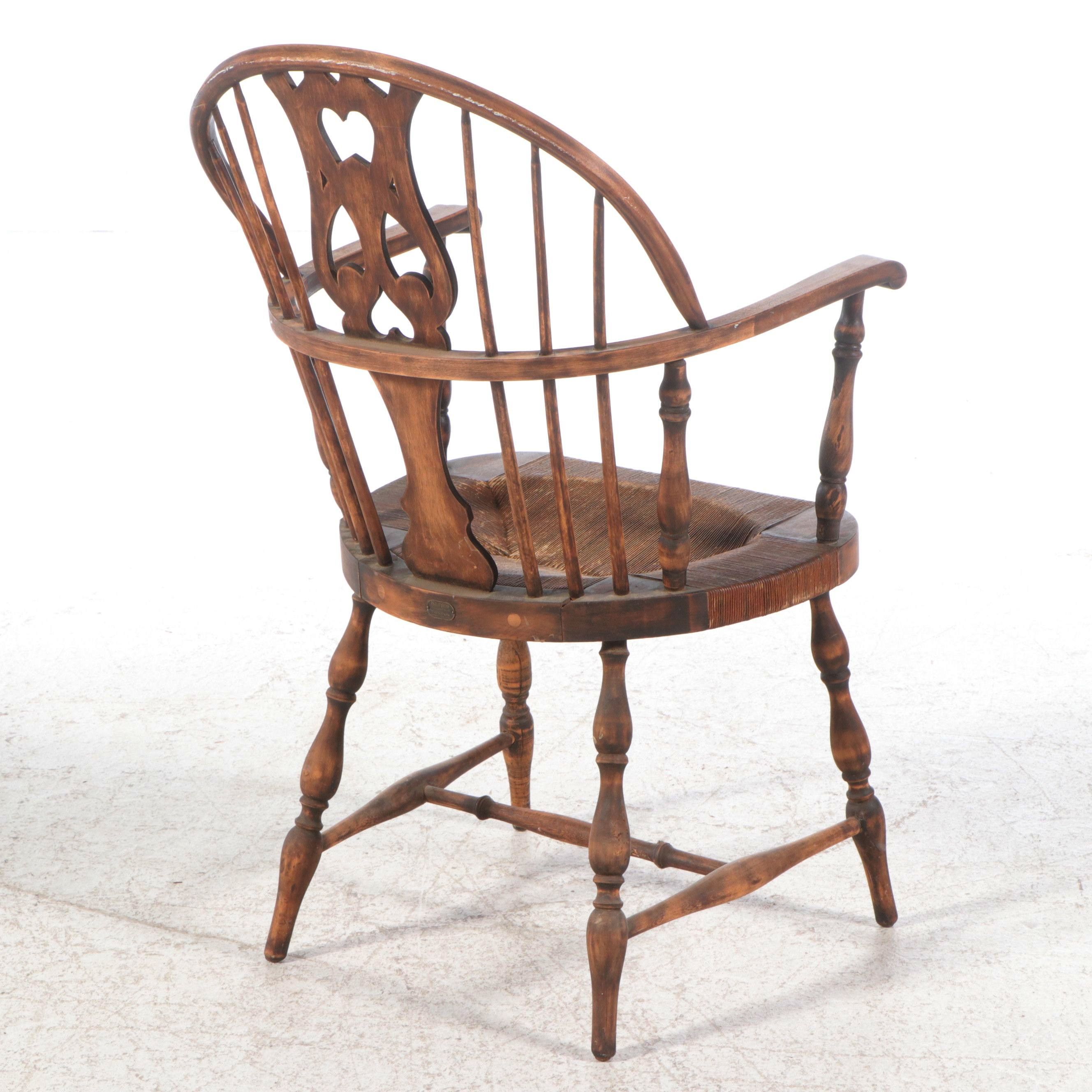 Victorian English Style Wooden and Cane Windsor Chair, 19th Century