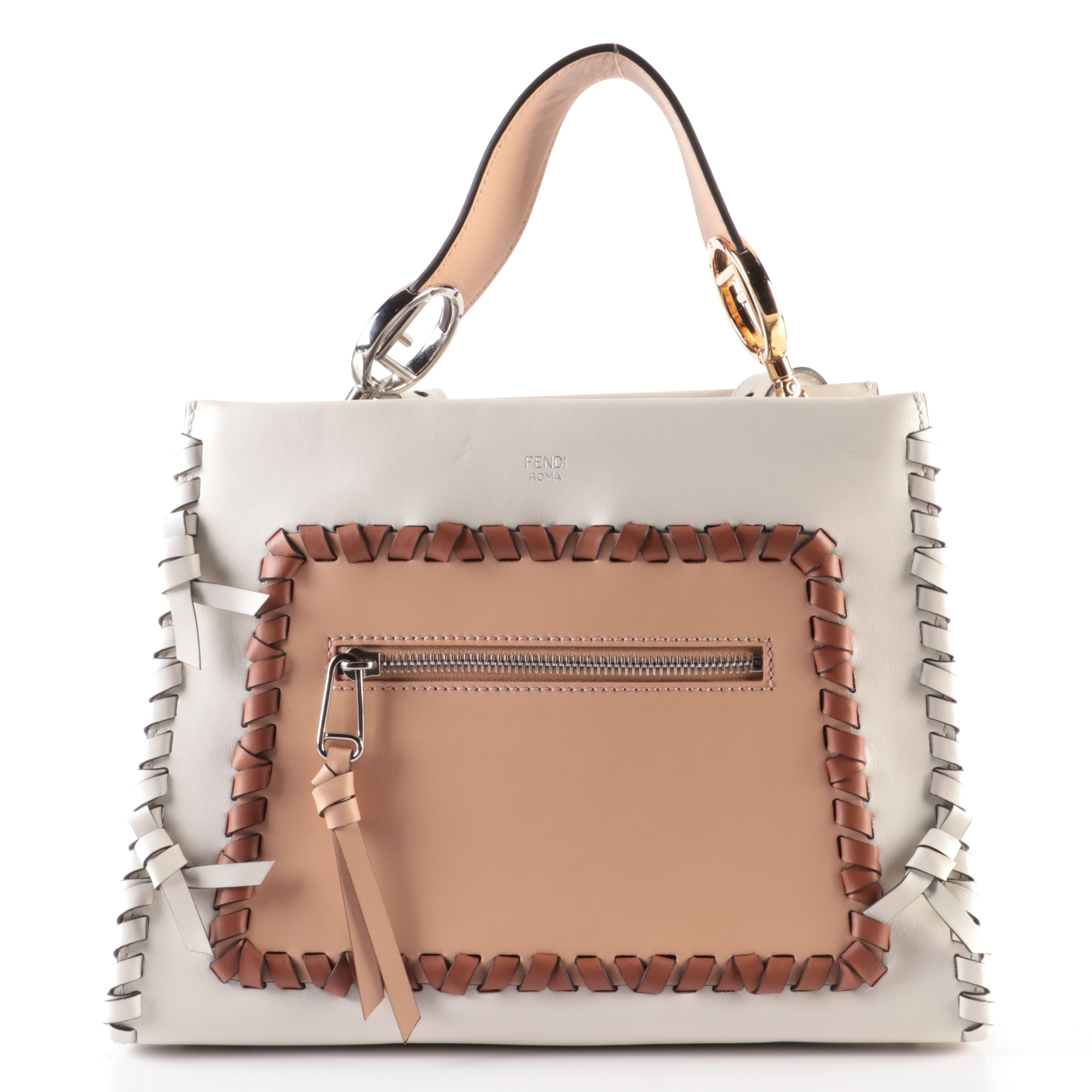 Fendi Runaway Whipstitch Leather Tote Bag