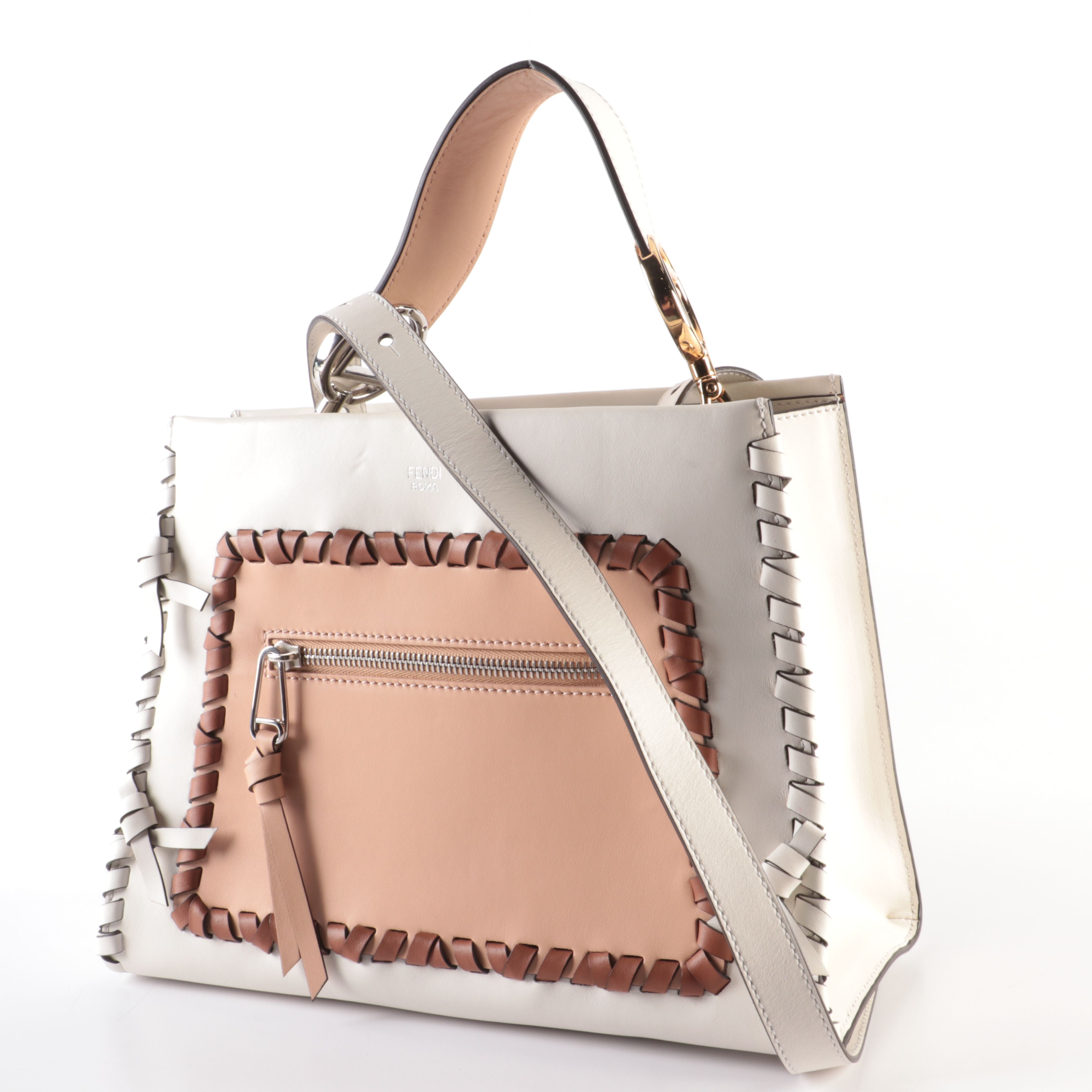 Fendi Runaway Whipstitch Leather Tote Bag