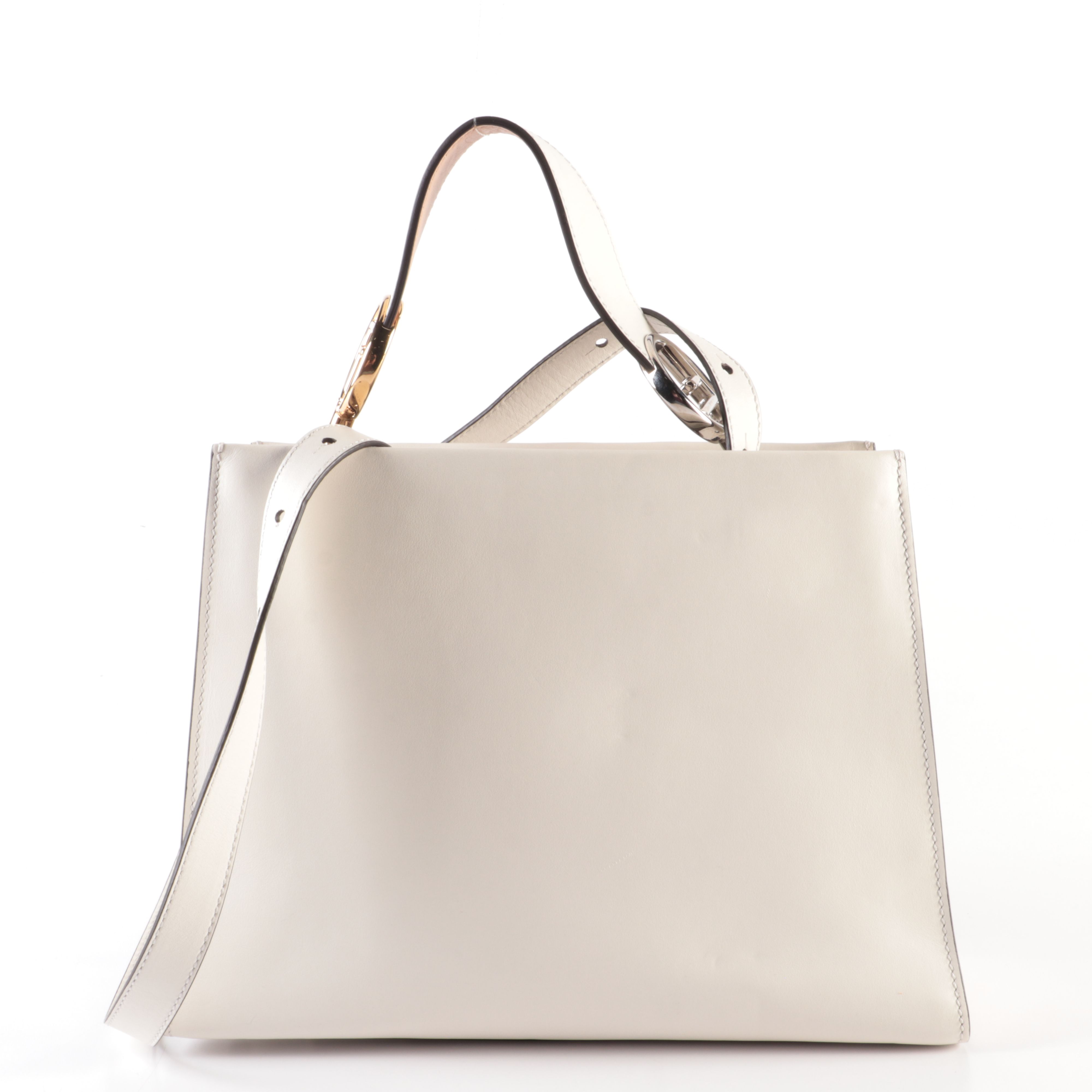 Fendi Runaway Whipstitch Leather Tote Bag