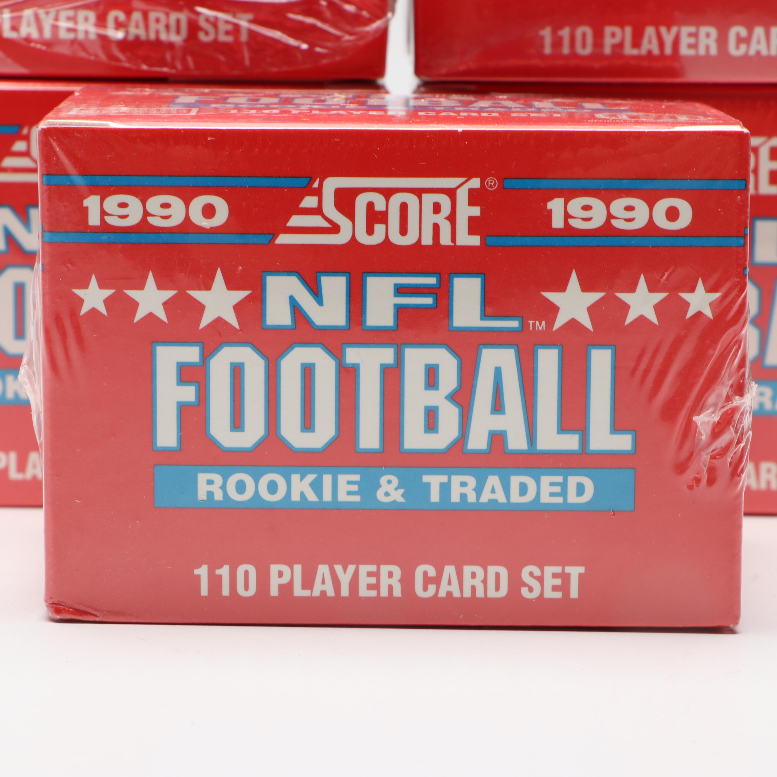 5 Sealed Sets of 1990 Score Rookie & Traded Football with Emmitt Smith Rookies