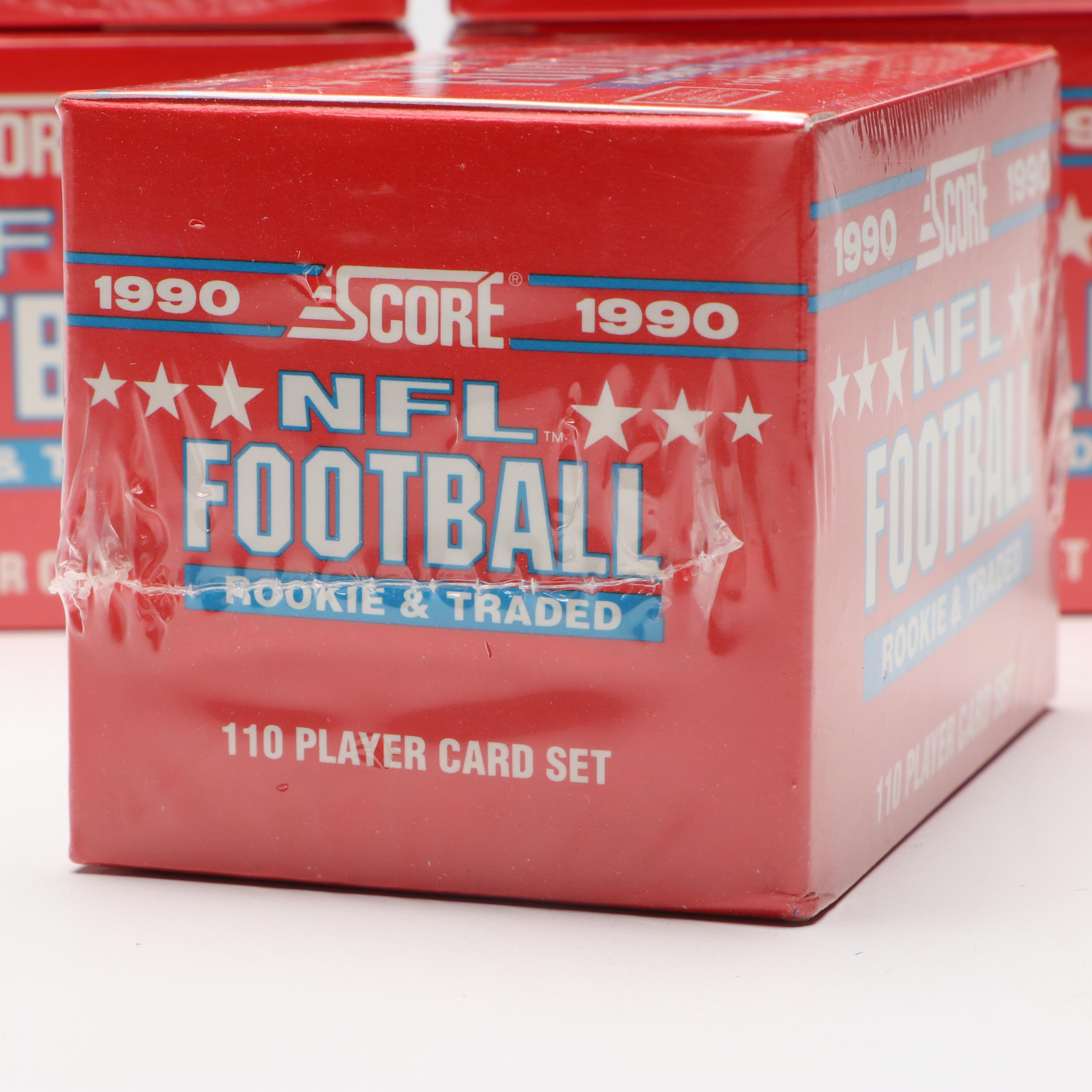5 Sealed Sets of 1990 Score Rookie & Traded Football with Emmitt Smith Rookies