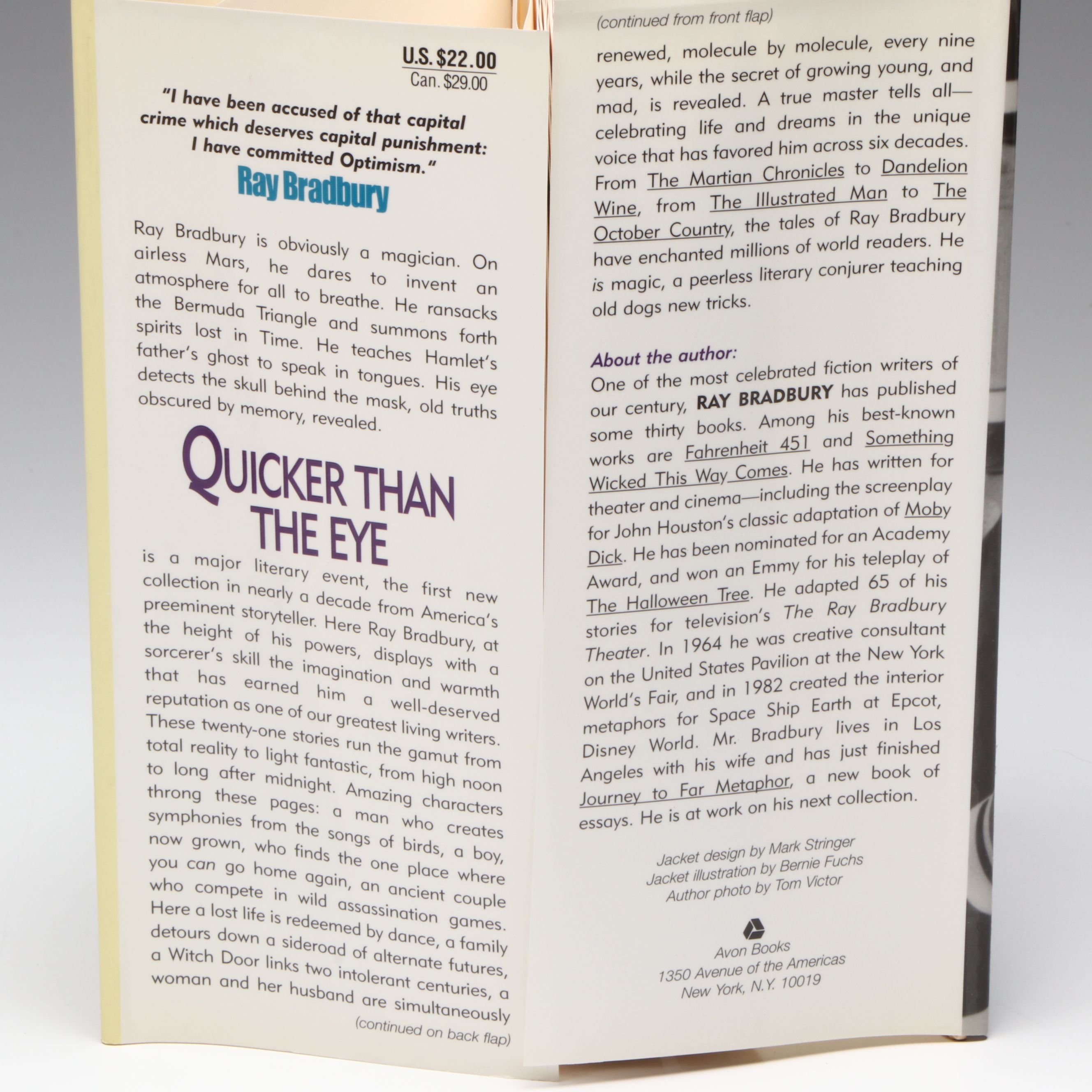 Signed First Edition "Quicker Than the Eye" by Ray Bradbury