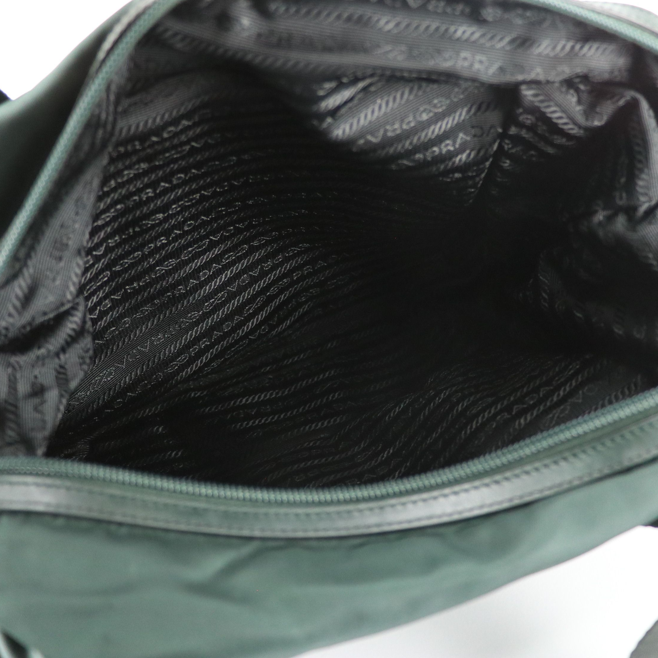 Prada Small Boston Bag in Green Tessuto Nylon and Leather