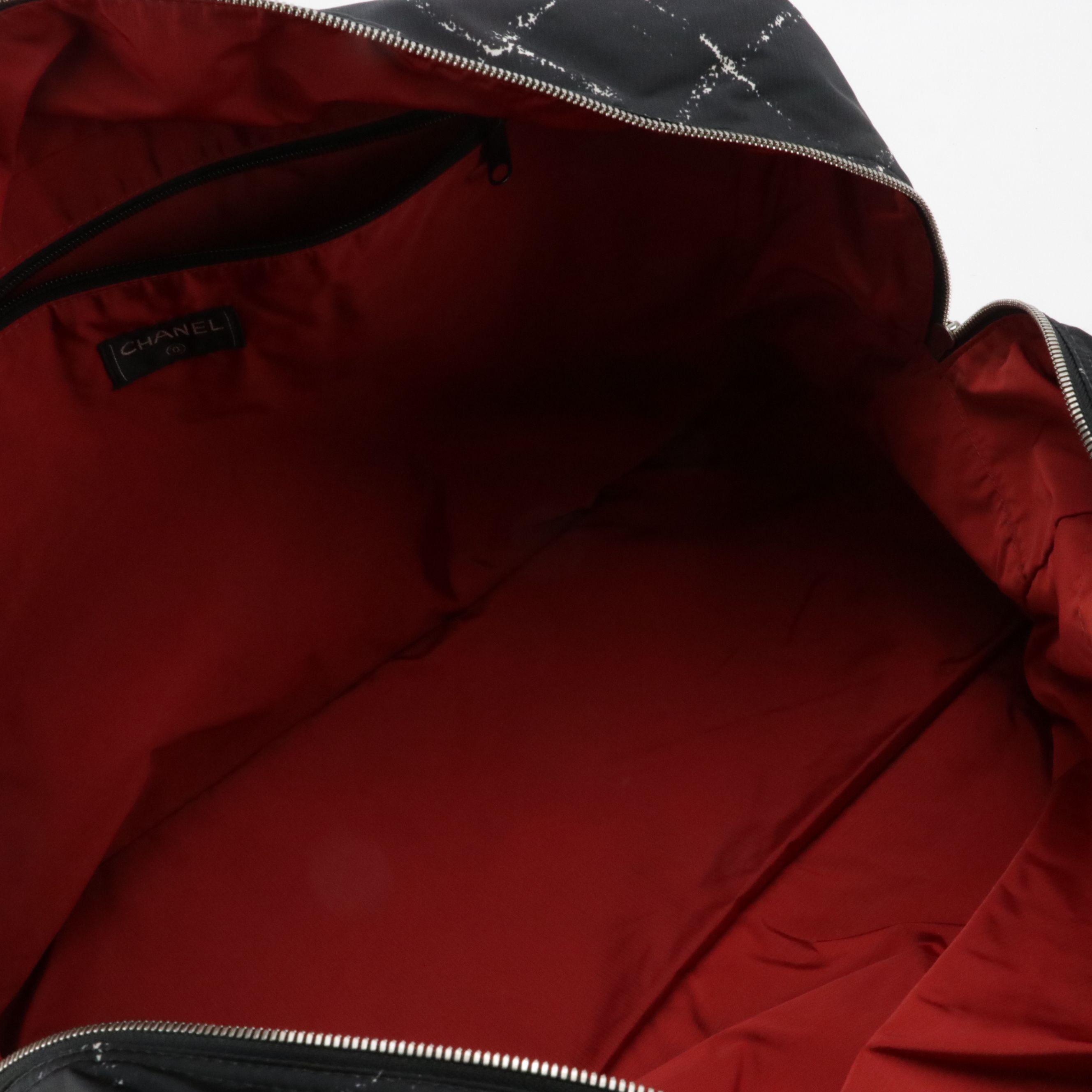 Chanel Travel Ligne Duffle Bag in Black Quilt Printed Nylon