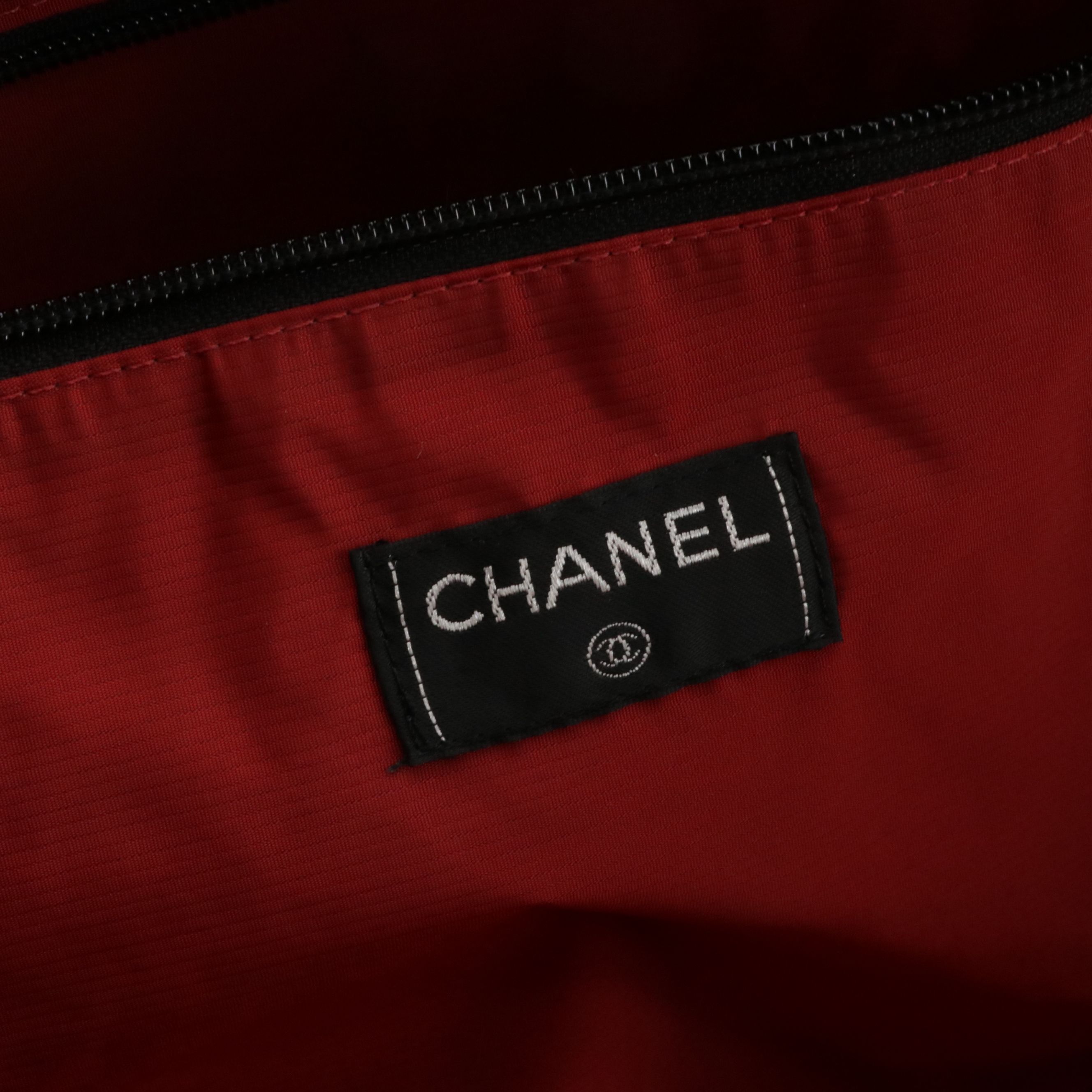 Chanel Travel Ligne Duffle Bag in Black Quilt Printed Nylon