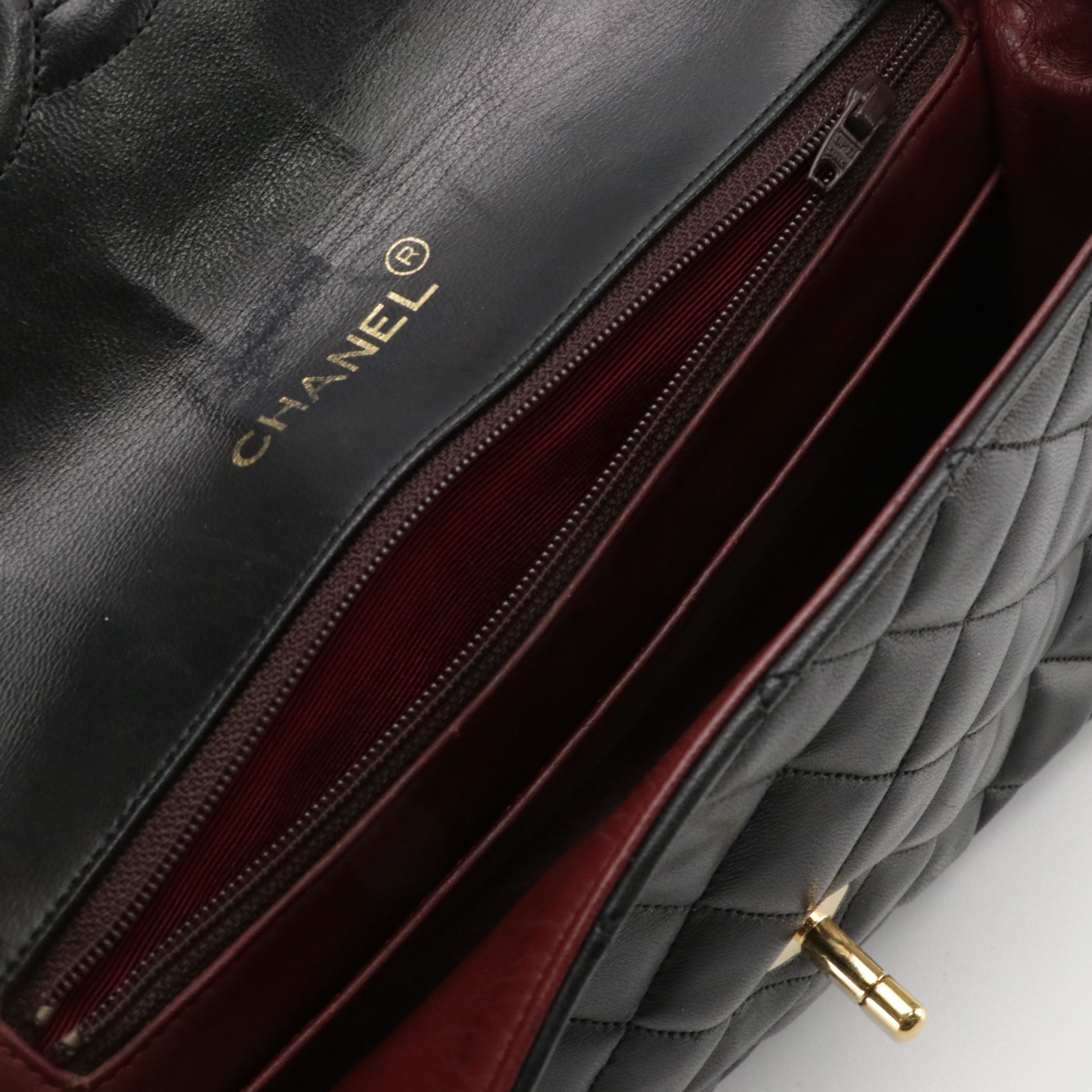 Chanel Black Quilted Lambskin Leather Single Flap Shoulder Bag