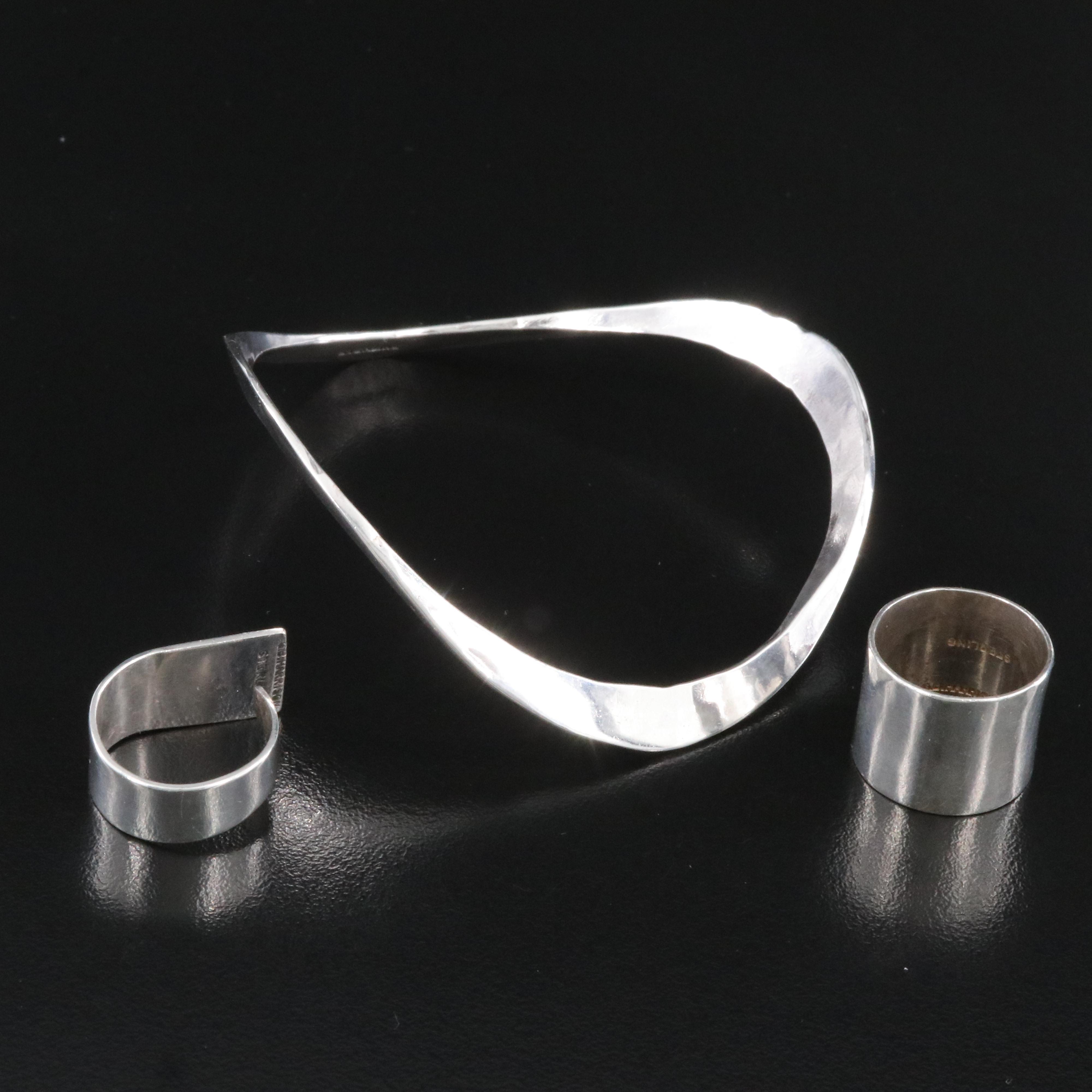 GB Harrison Sterling Bracelet and Rings Featuring Carnelian and Hematite