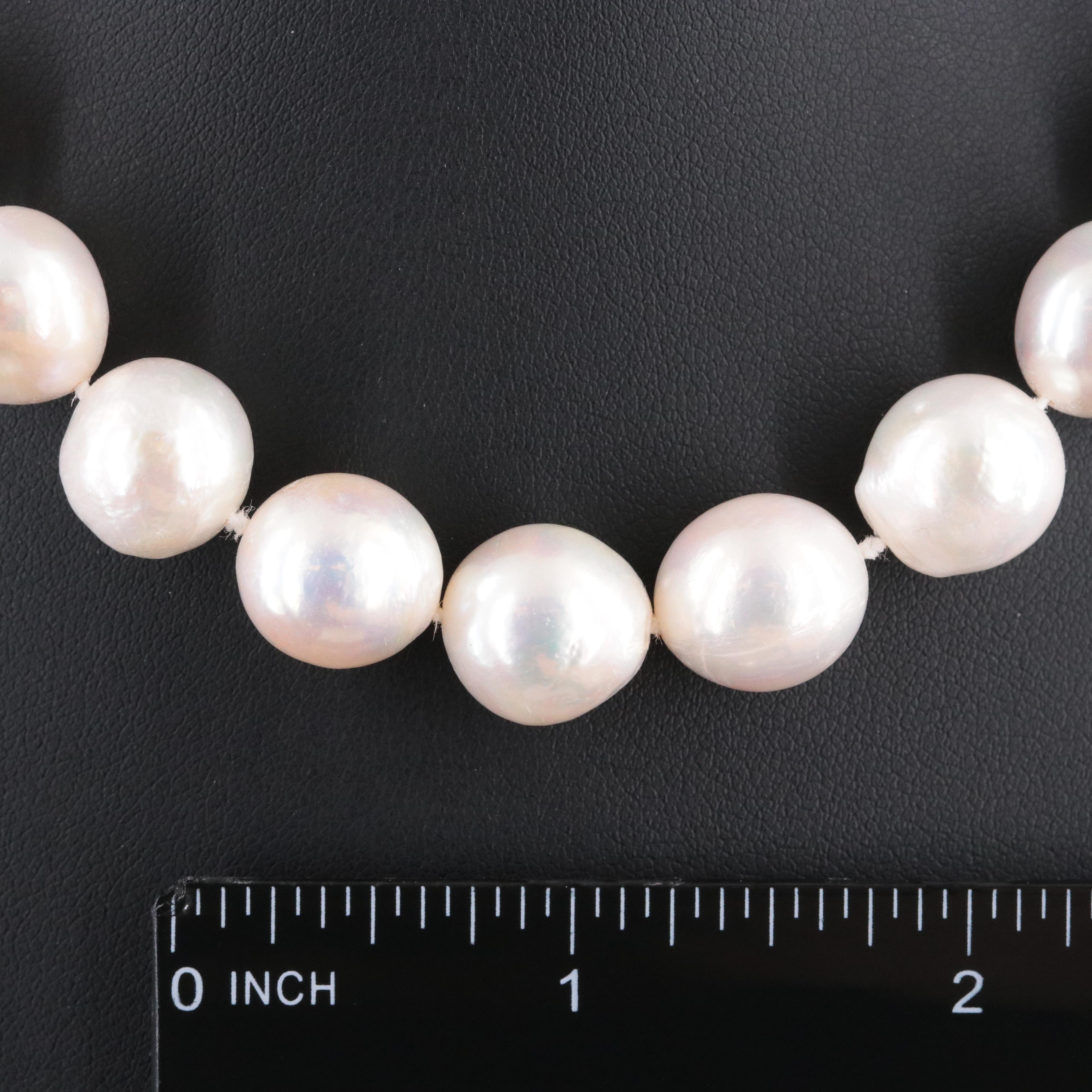 10.75 – 12.75 MM Pearl Necklace with 14K Clasp