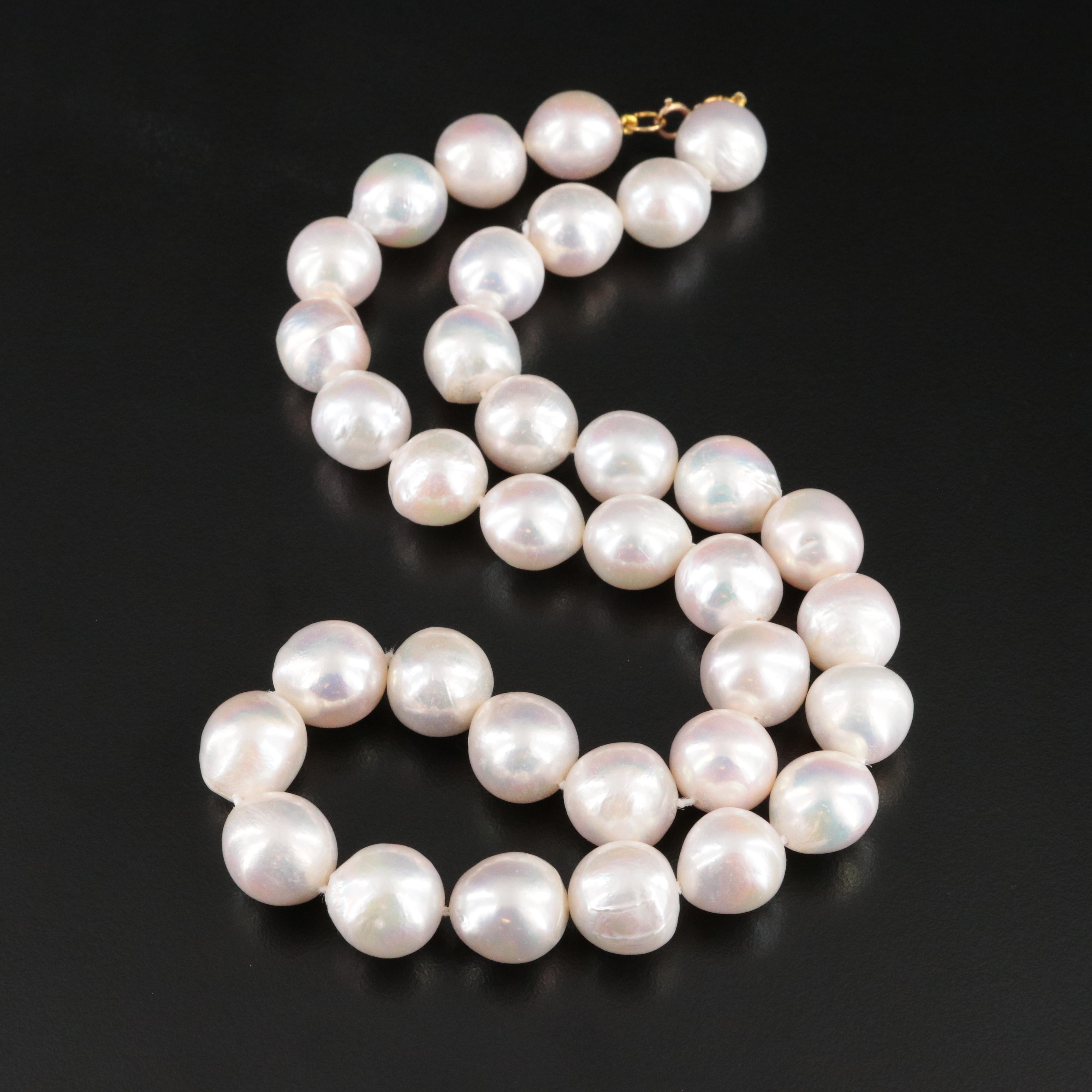 10.75 – 12.75 MM Pearl Necklace with 14K Clasp
